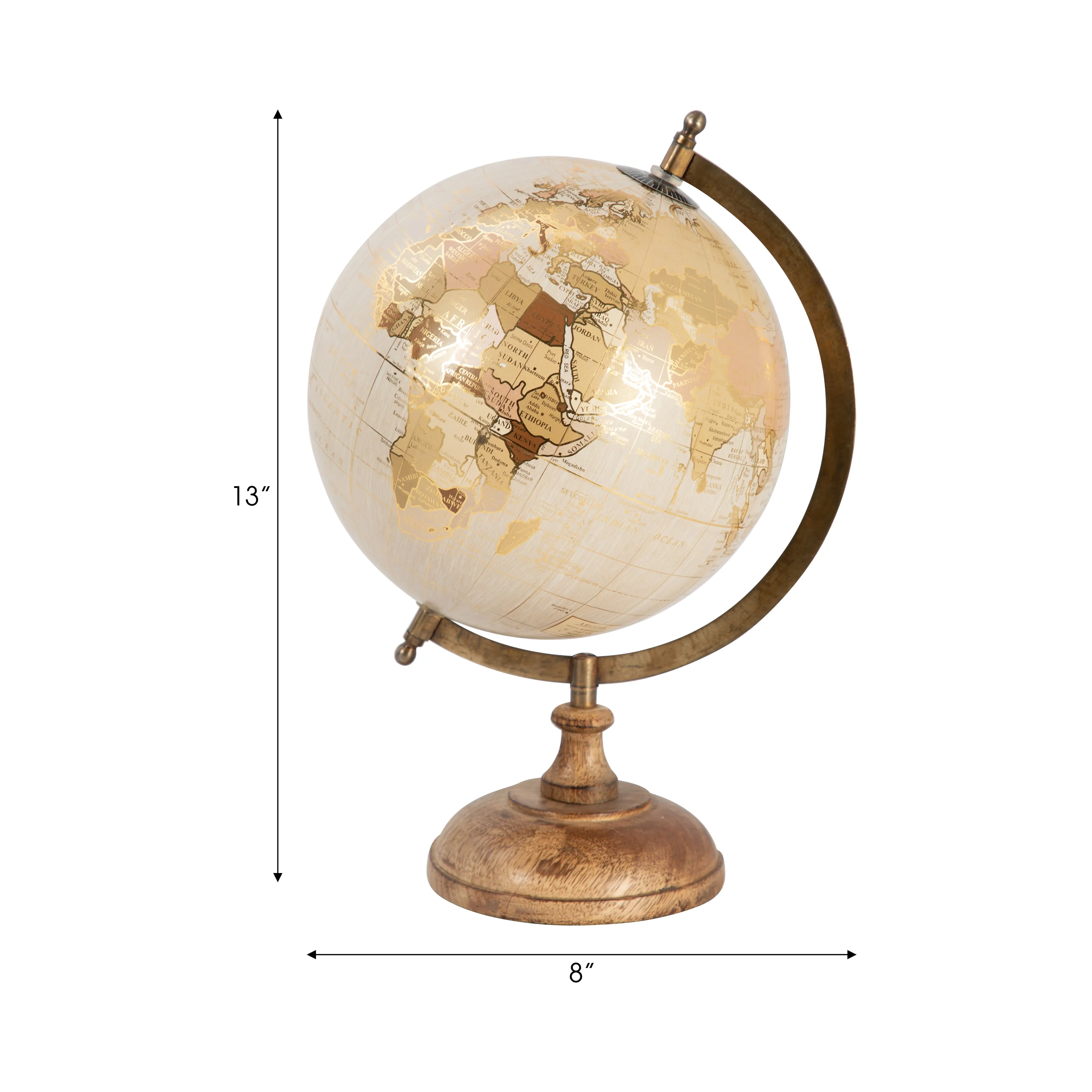 PLASTIC, 13" DECORATIVE GLOBE, GOLD