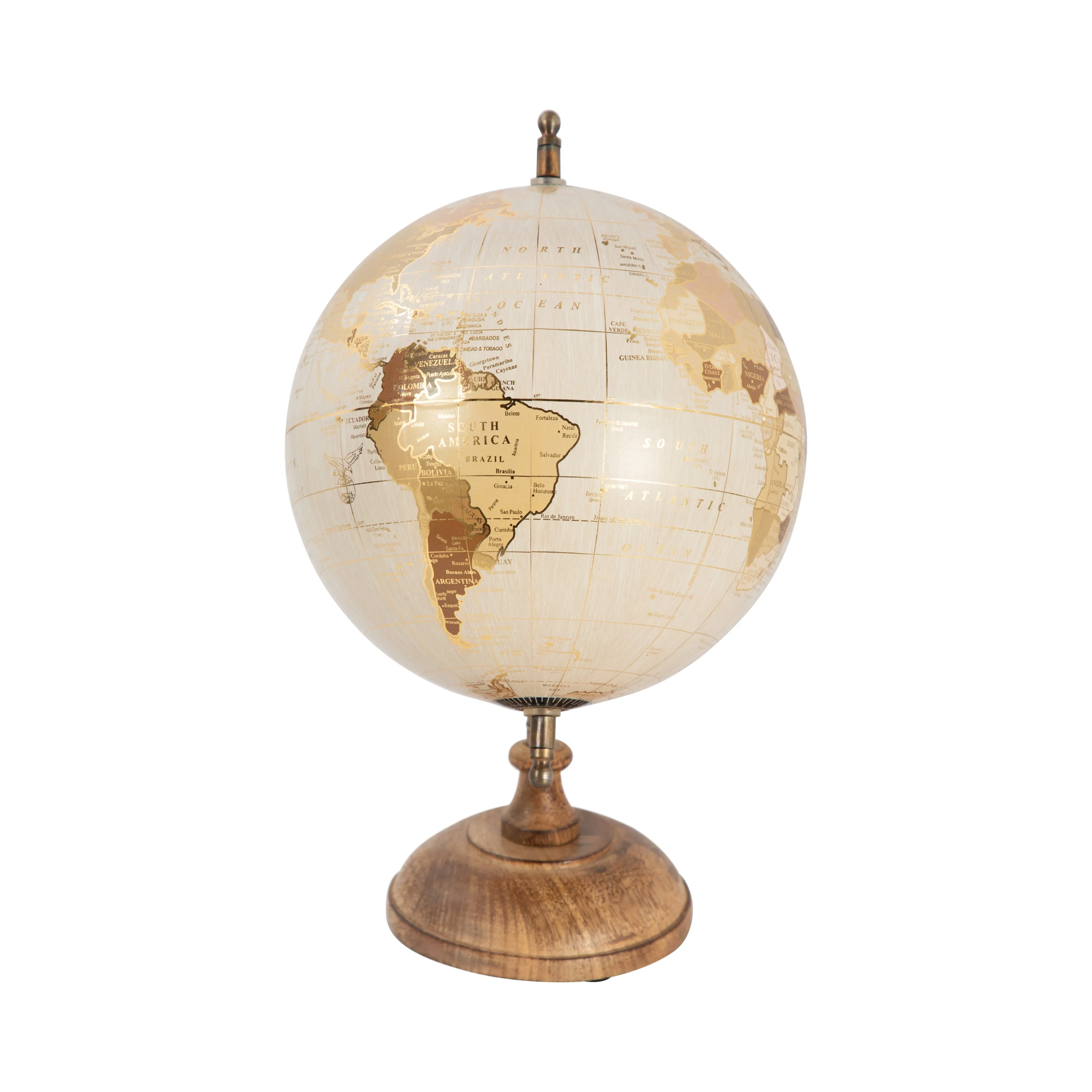 PLASTIC, 13" DECORATIVE GLOBE, GOLD