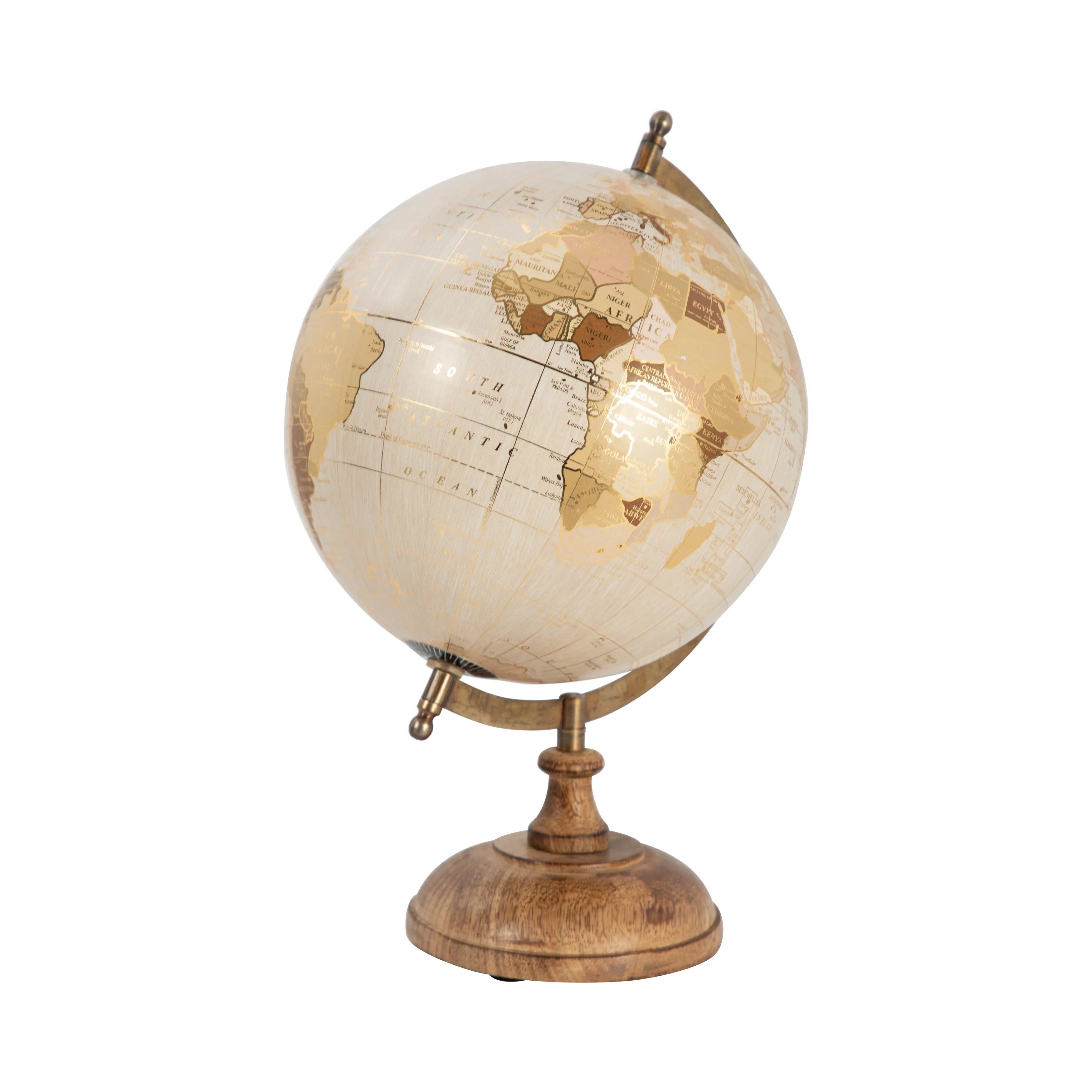 PLASTIC, 13" DECORATIVE GLOBE, GOLD