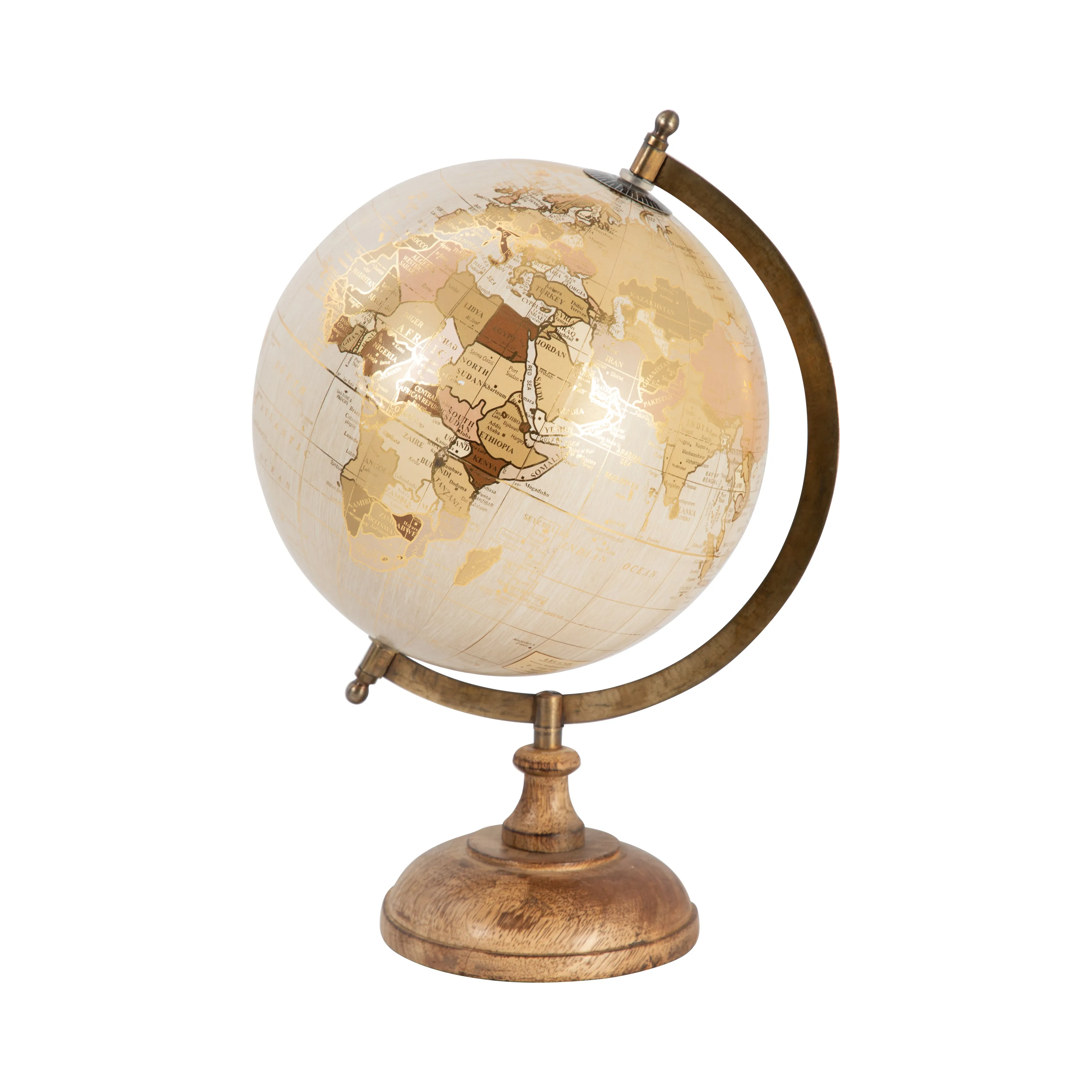 PLASTIC, 13" DECORATIVE GLOBE, GOLD