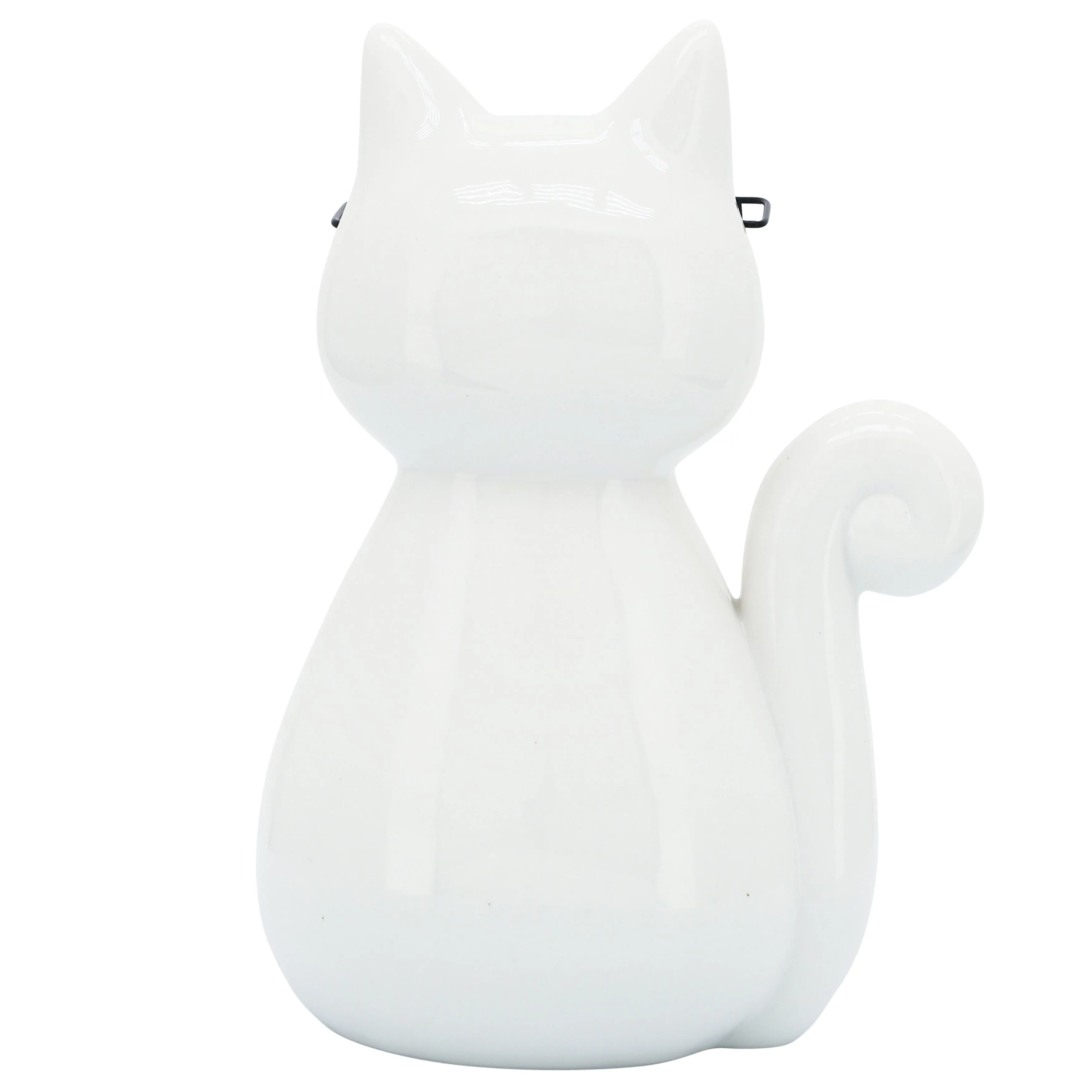 PORCELAIN, 7"H CAT W/ GLASSES, WHITE