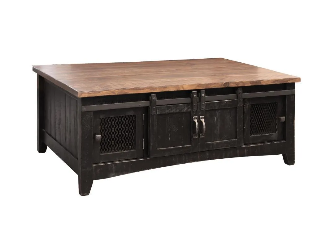 Pueblo Black 2 Sliding Doors, 2 Mesh Doors on each side