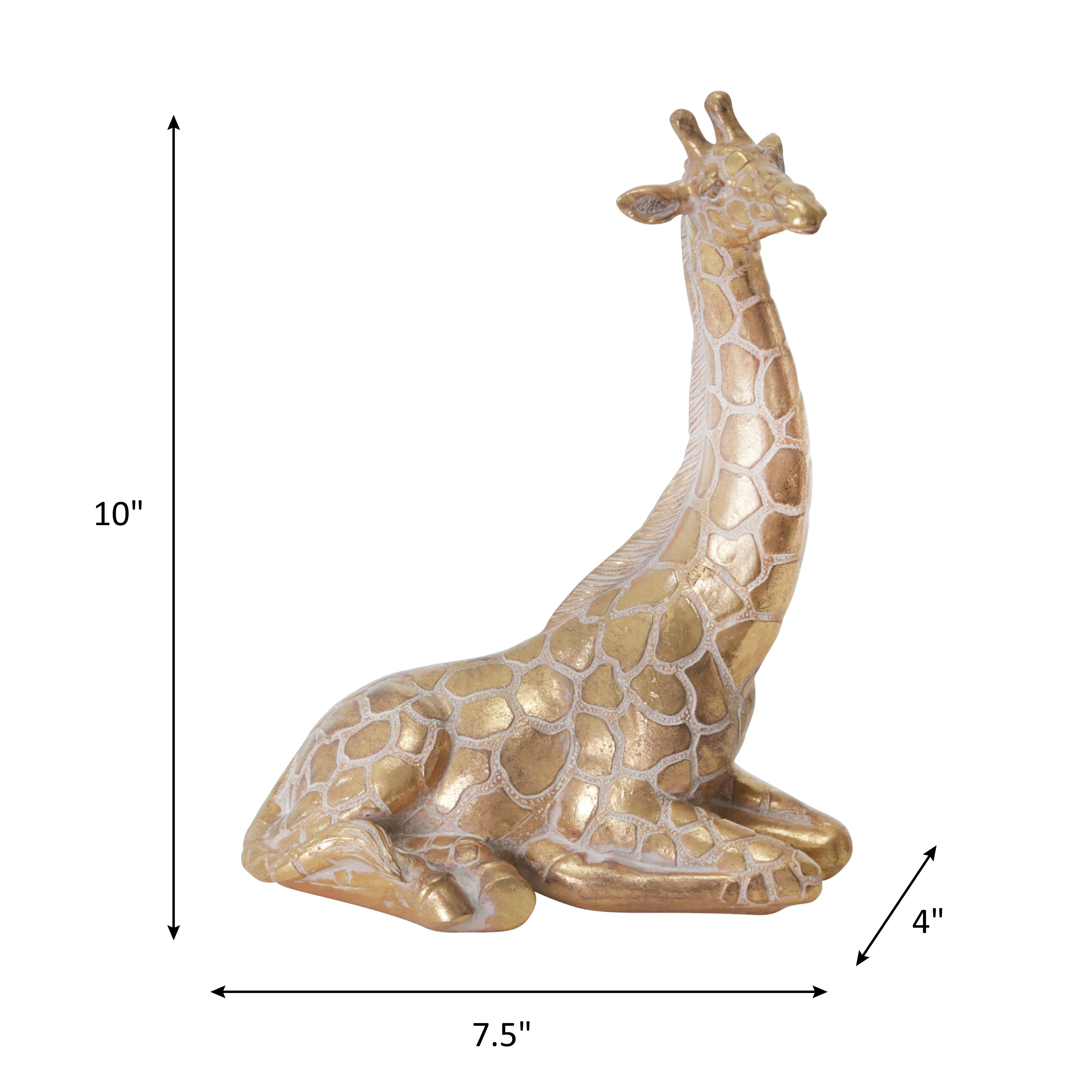 RESIN 10" SITTING GIRAFFE , GOLD