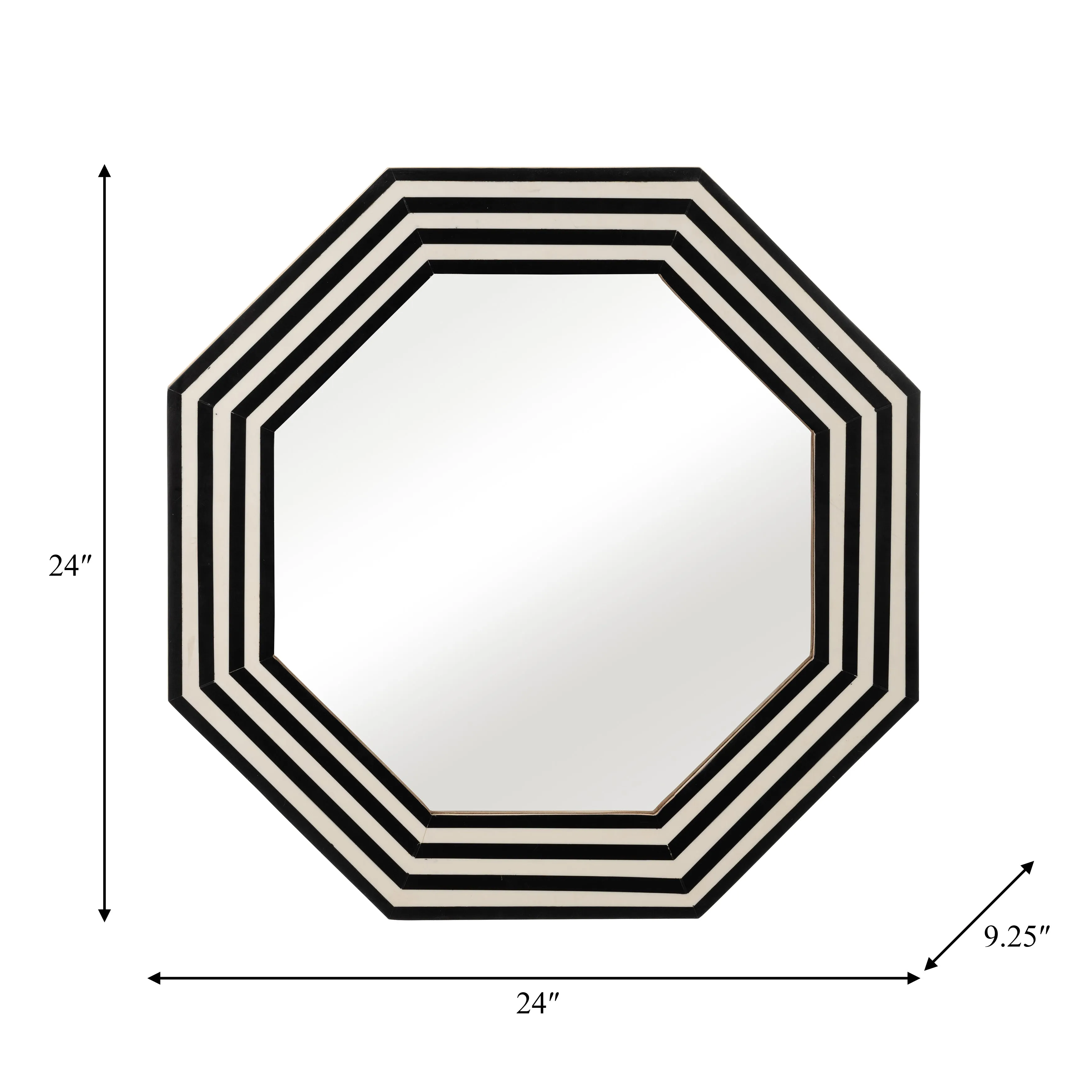 RESIN 24X24 OCTAGON MIRROR BLK/WHT