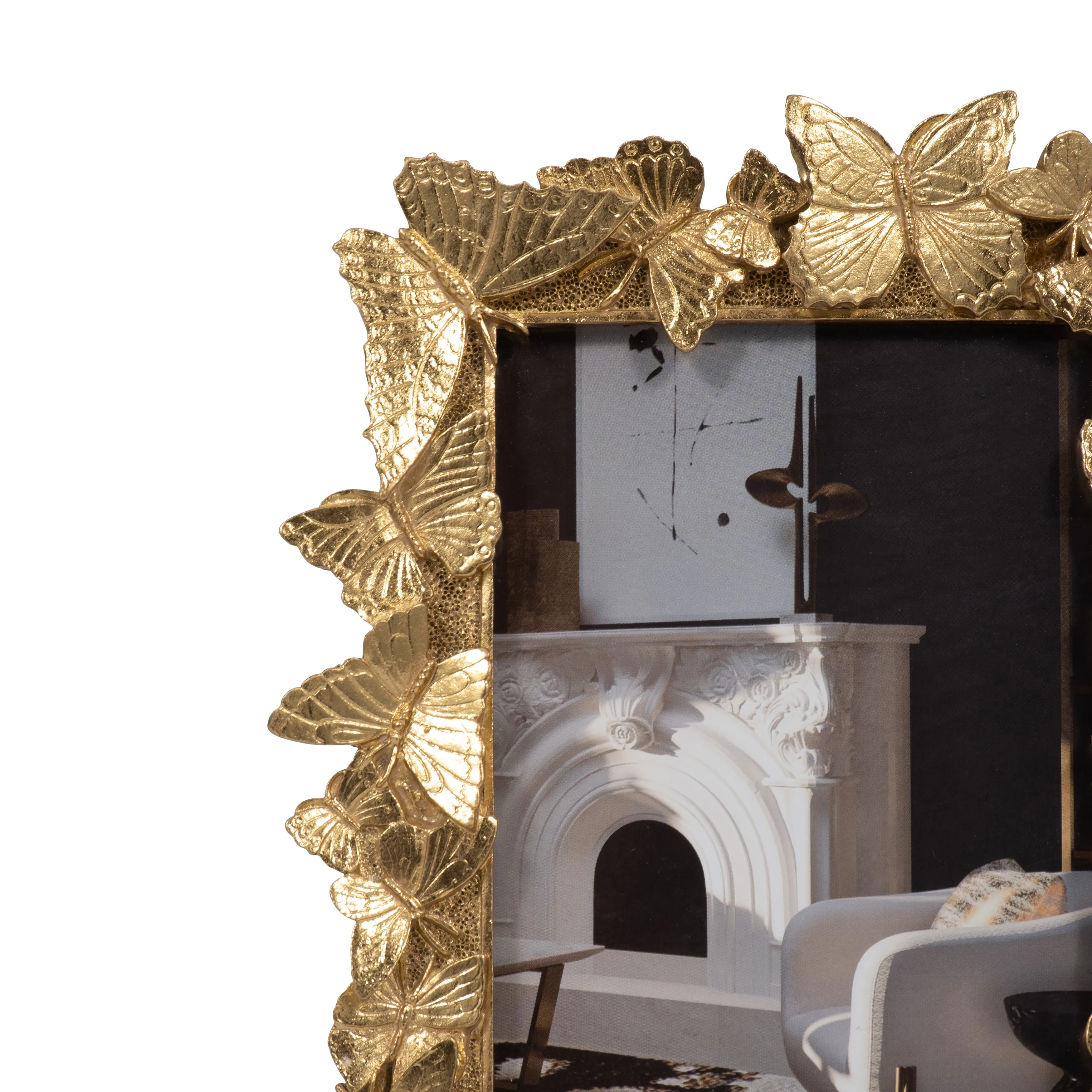 Resin, 4x6 Butterflies Photo Frame, Gold