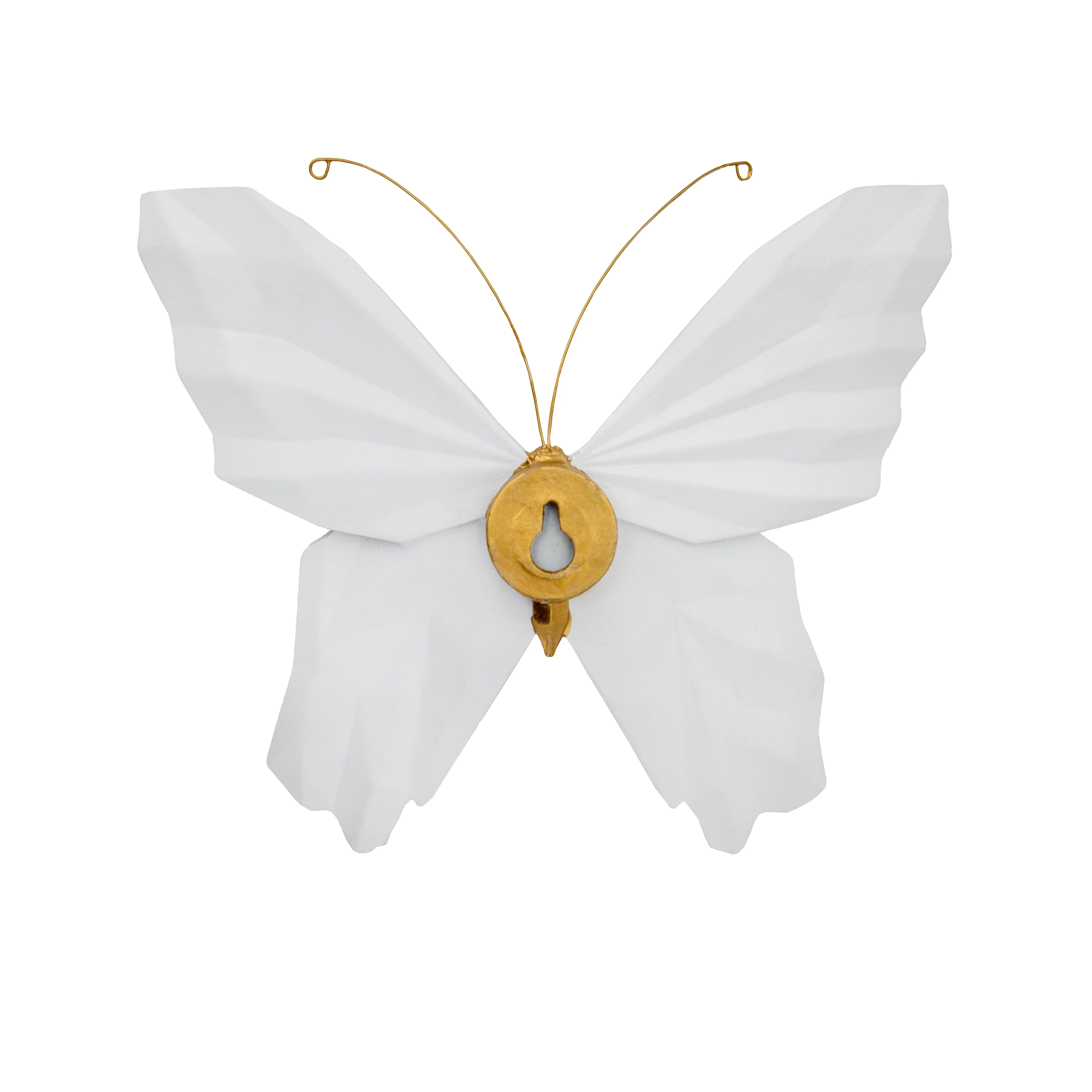 RESIN 8" W ORIGAMI BUTTERFLY WALL HANGING, WHITE