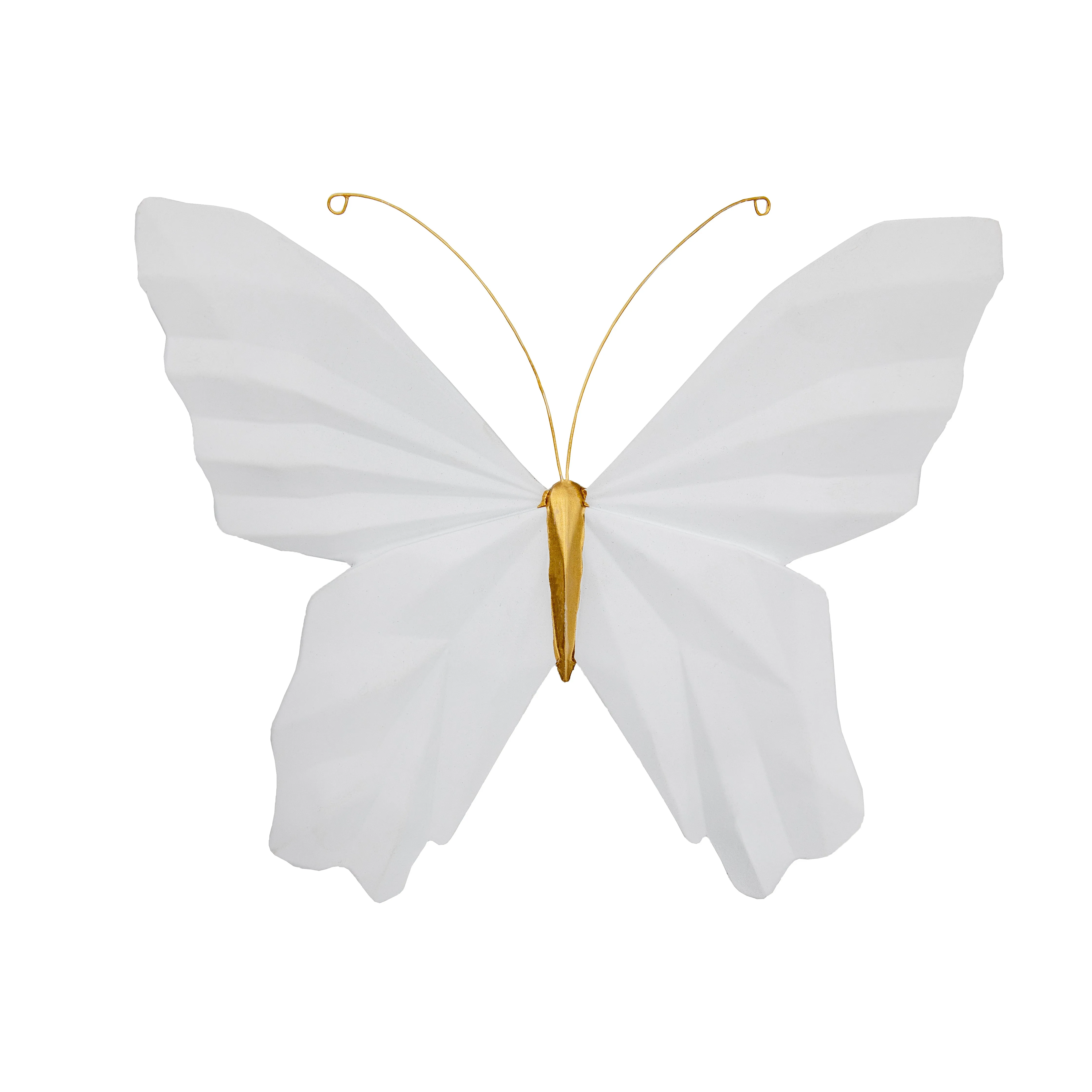 RESIN 8" W ORIGAMI BUTTERFLY WALL HANGING, WHITE