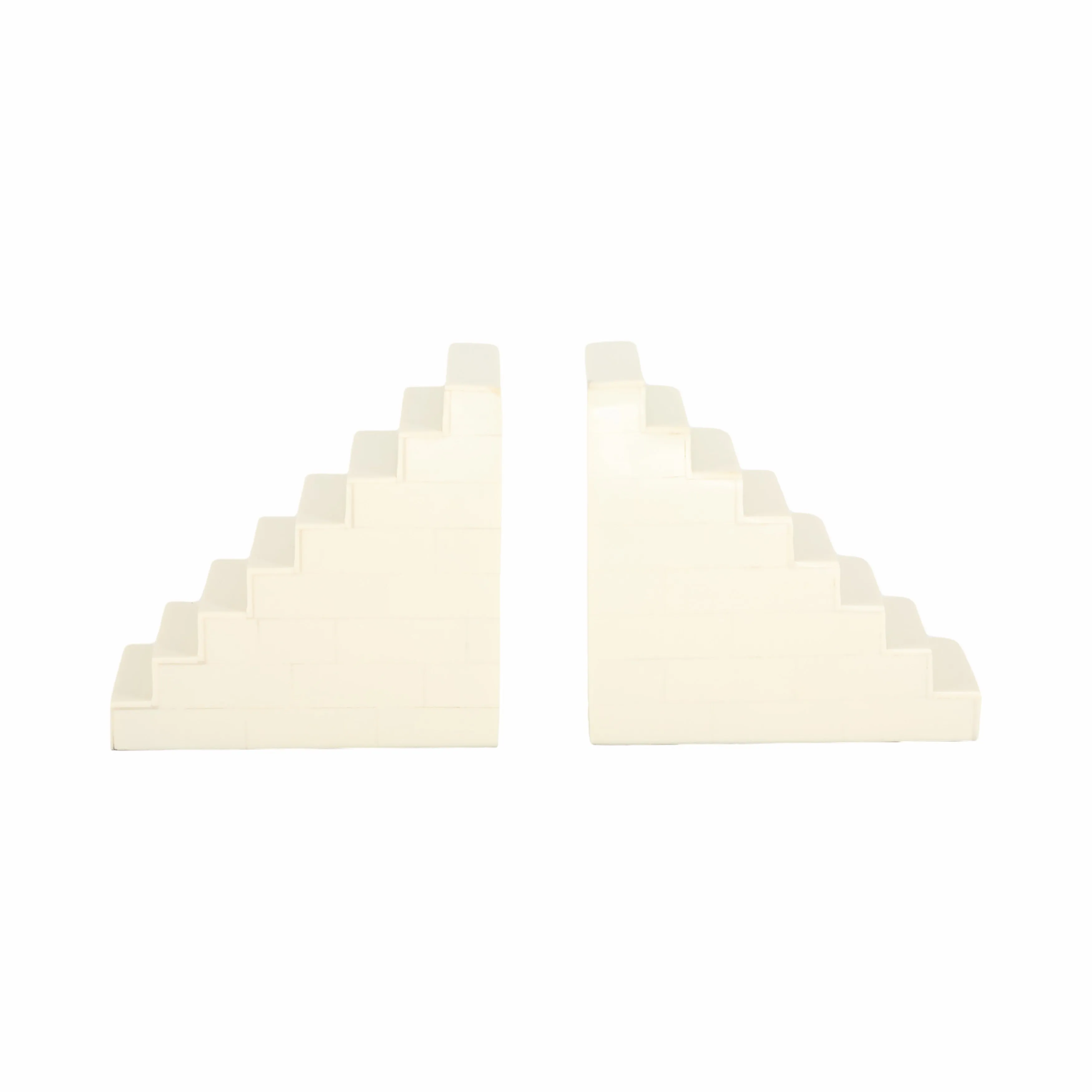 Resin, S/2 6" Steps Bookends, Ivory