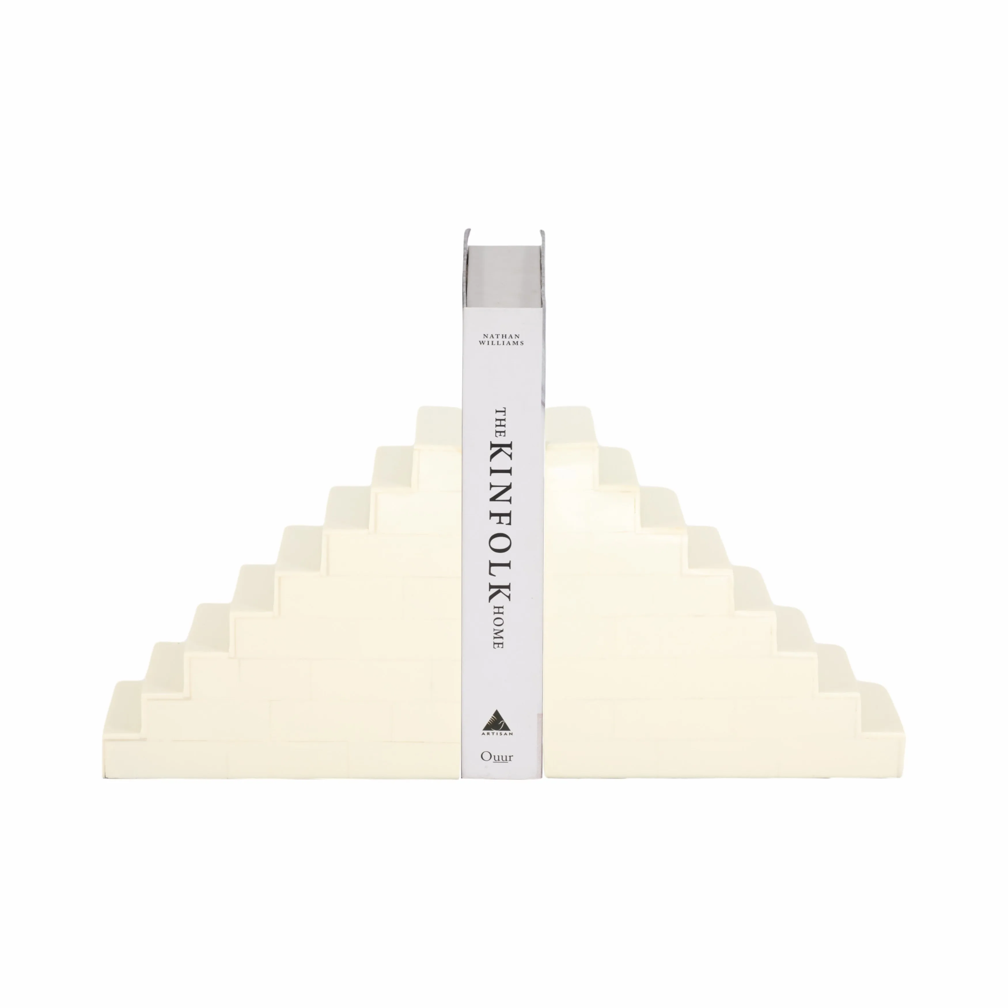 Resin, S/2 6" Steps Bookends, Ivory