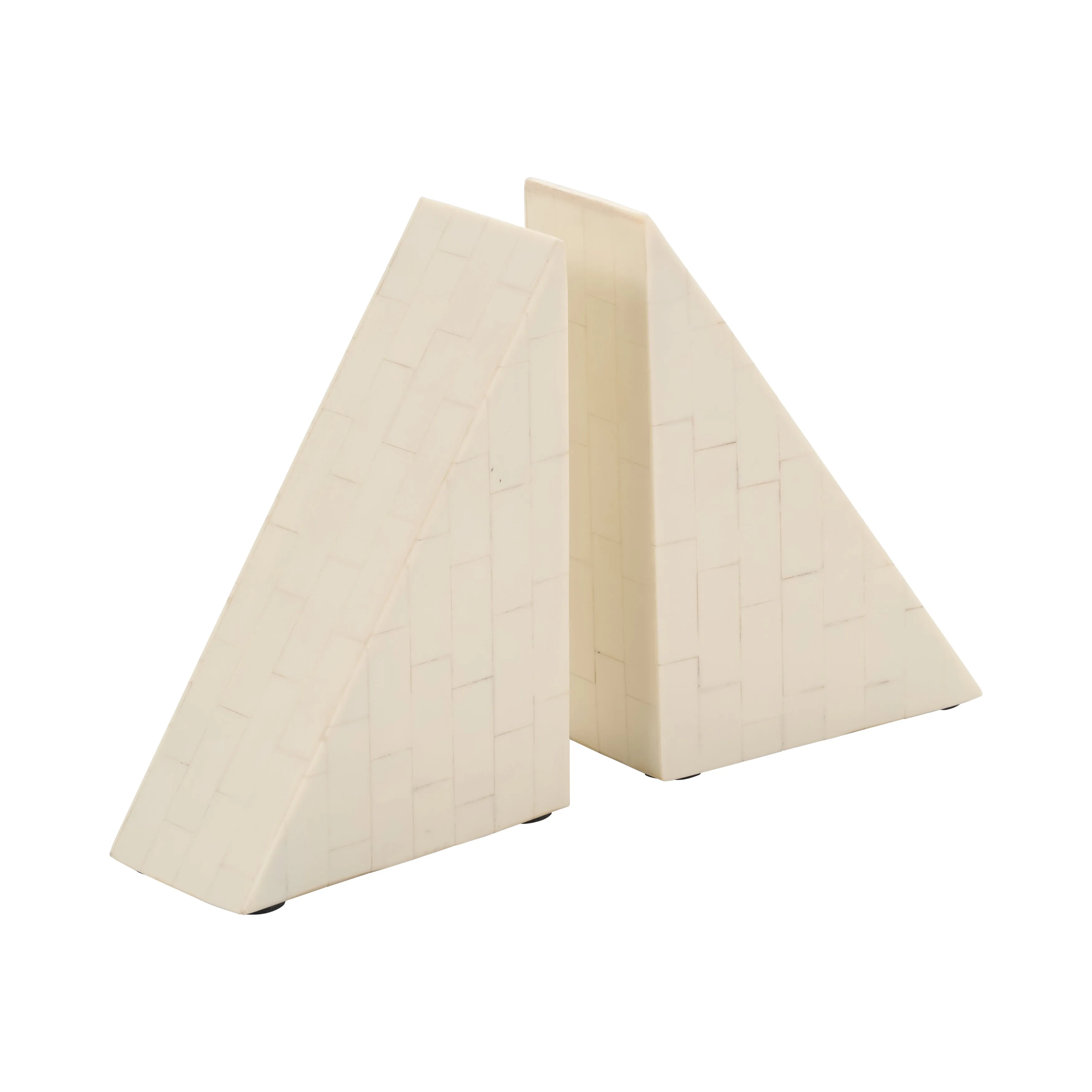 RESIN, S/2 7" RIGHT ANGLE BOOKEND, IVORY
