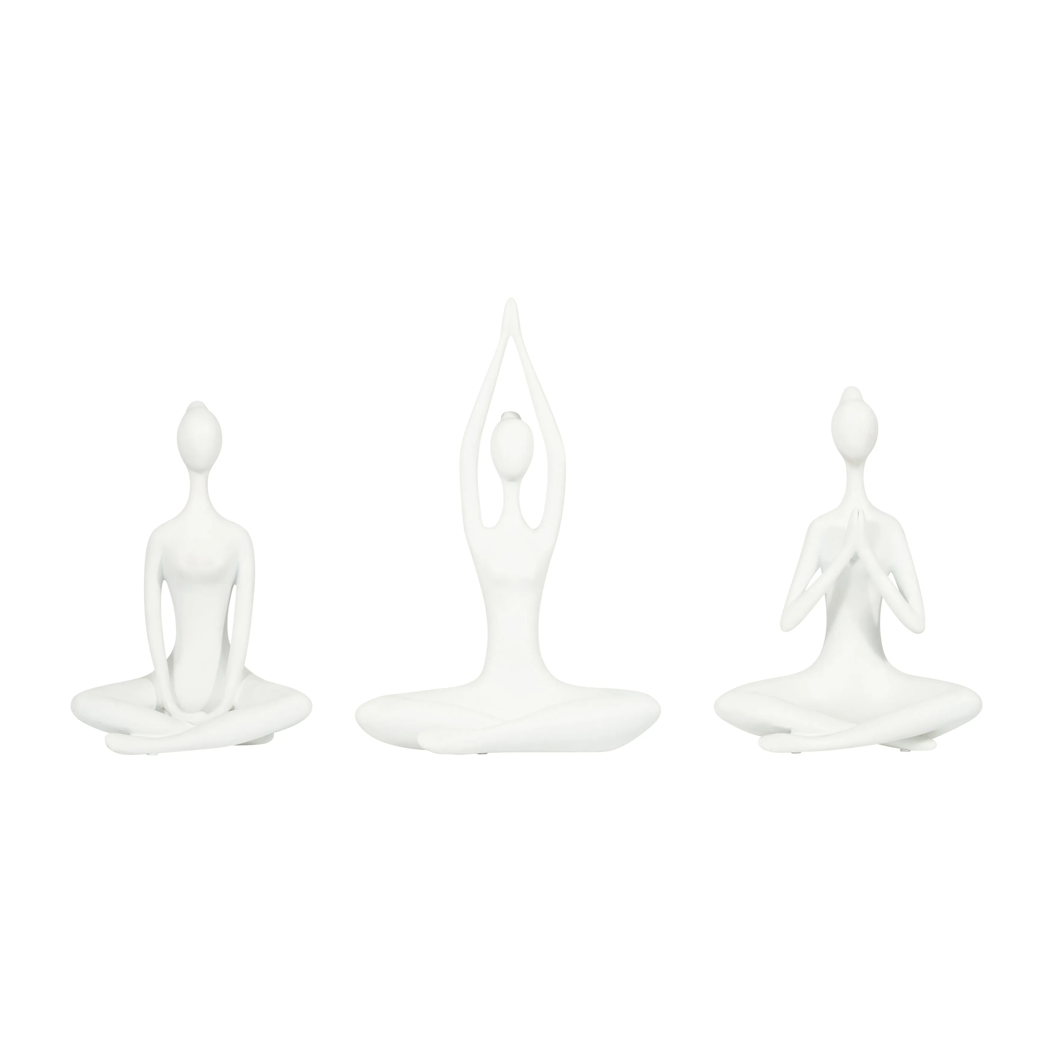 RESIN, S/3 10"H YOGA LADIES, WHT