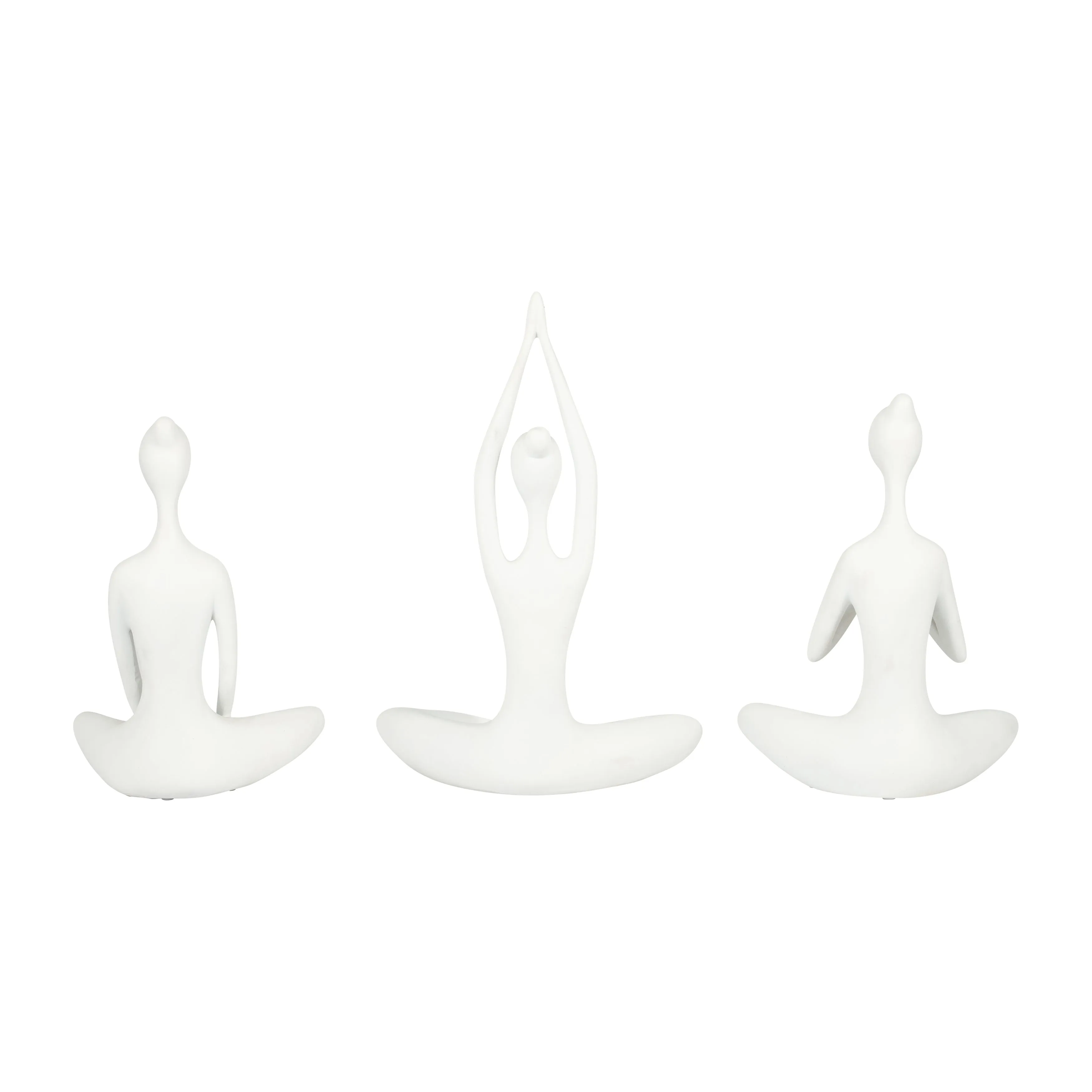 RESIN, S/3 10"H YOGA LADIES, WHT