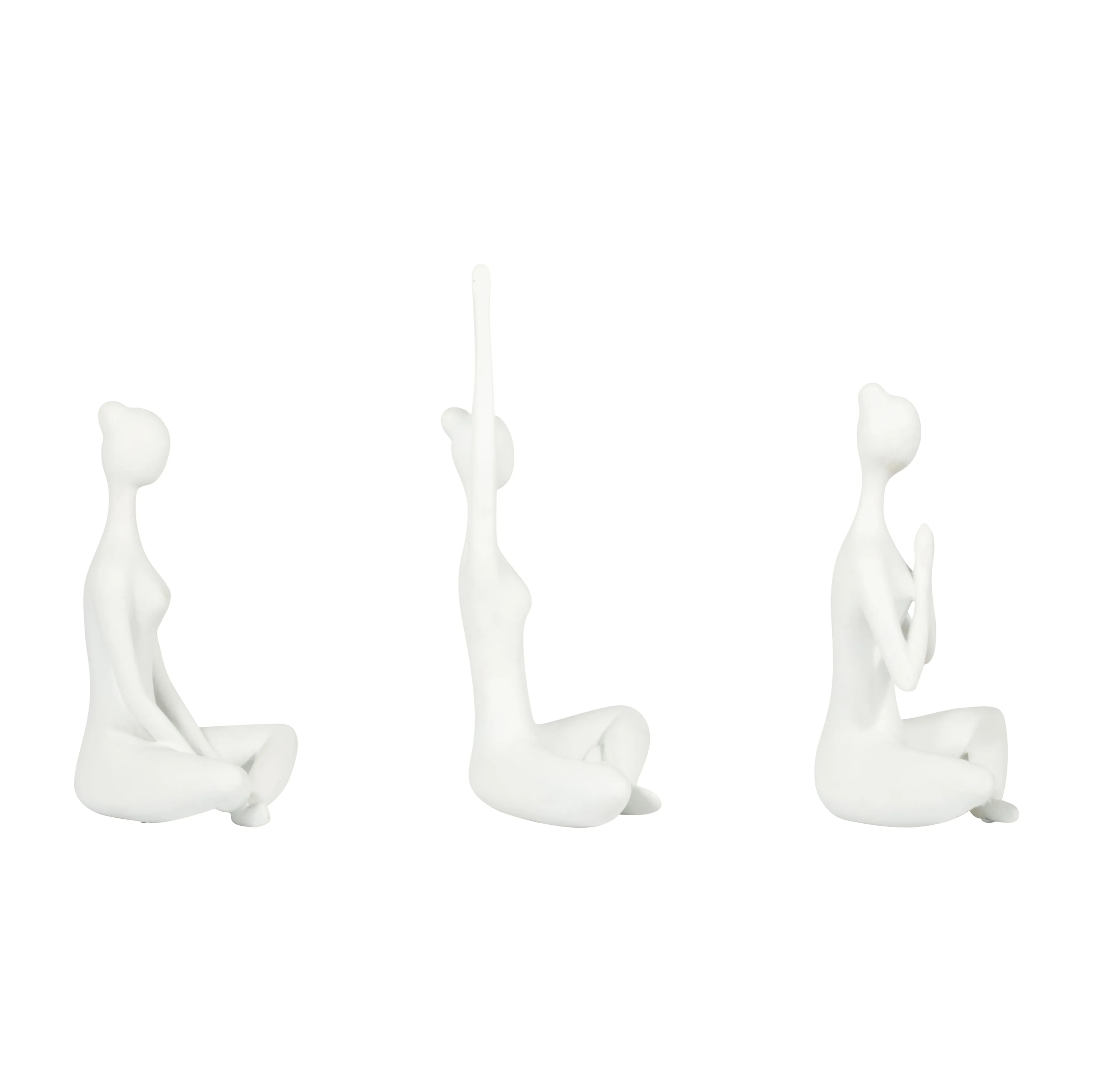 RESIN, S/3 10"H YOGA LADIES, WHT