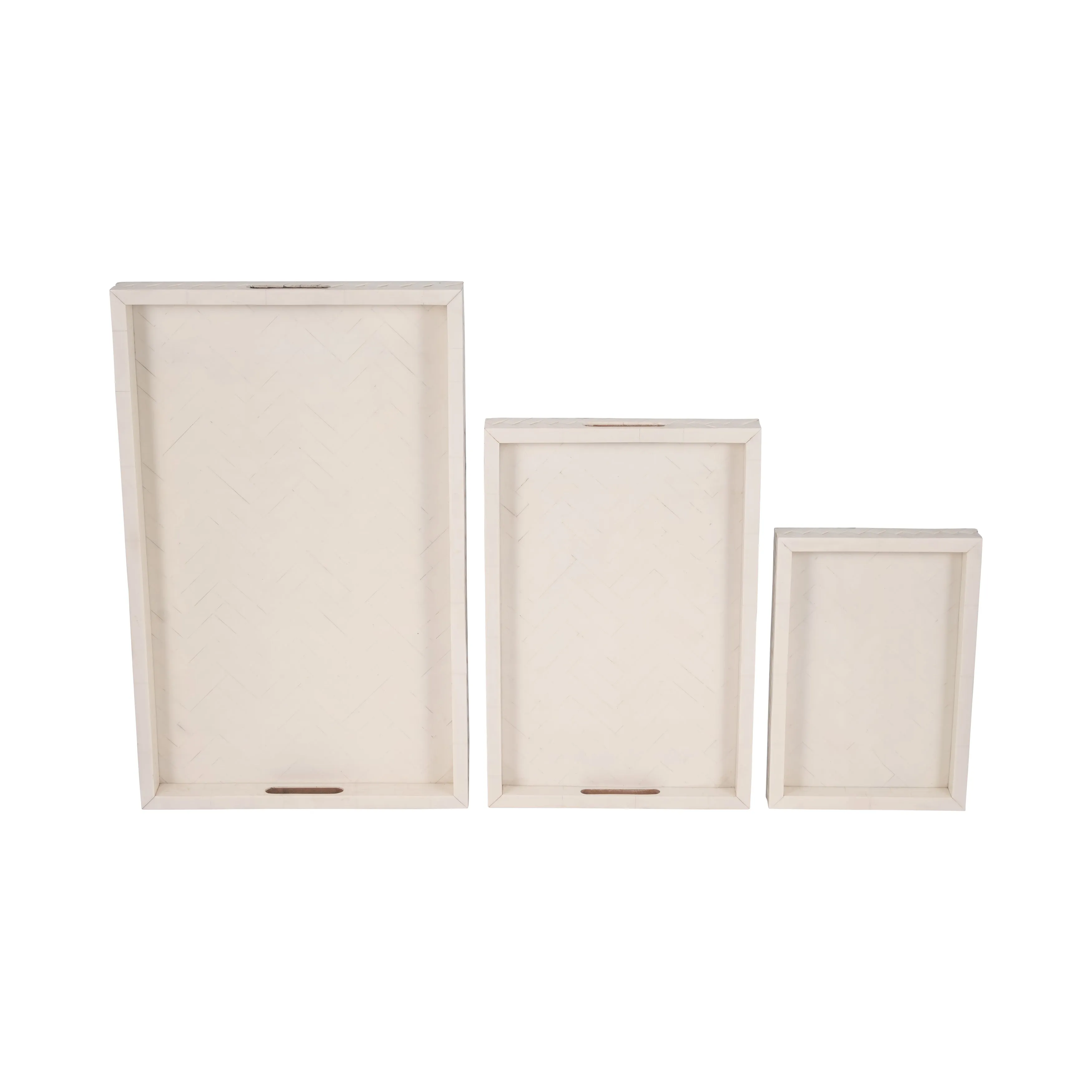 RESIN, S/3 13/18/24 WOVEN TRAYS, IVORY