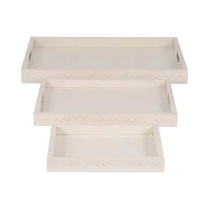 RESIN, S/3 13/18/24 WOVEN TRAYS, IVORY