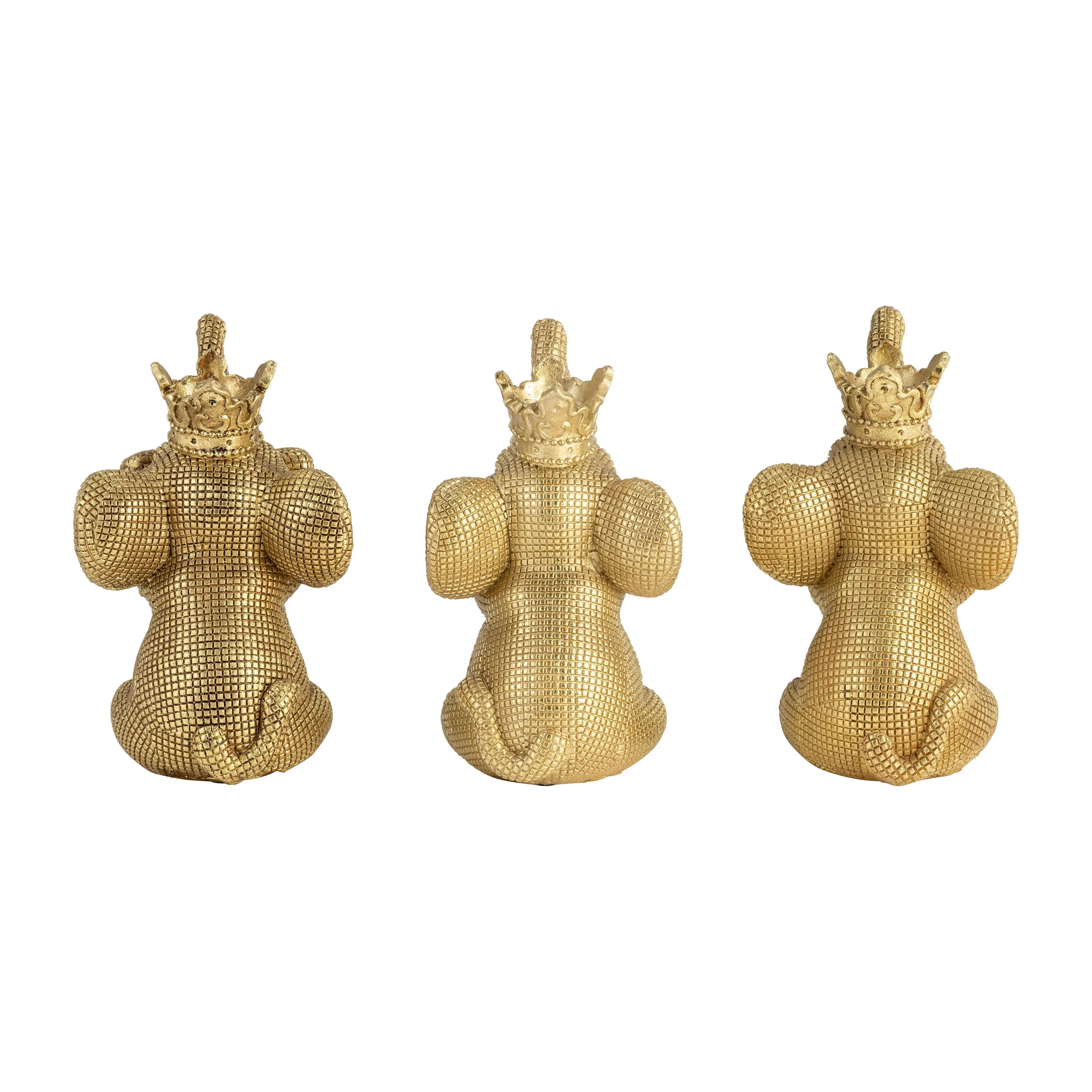 RESIN, S/3 8" NO EVIL ELEPHANTS, GOLD