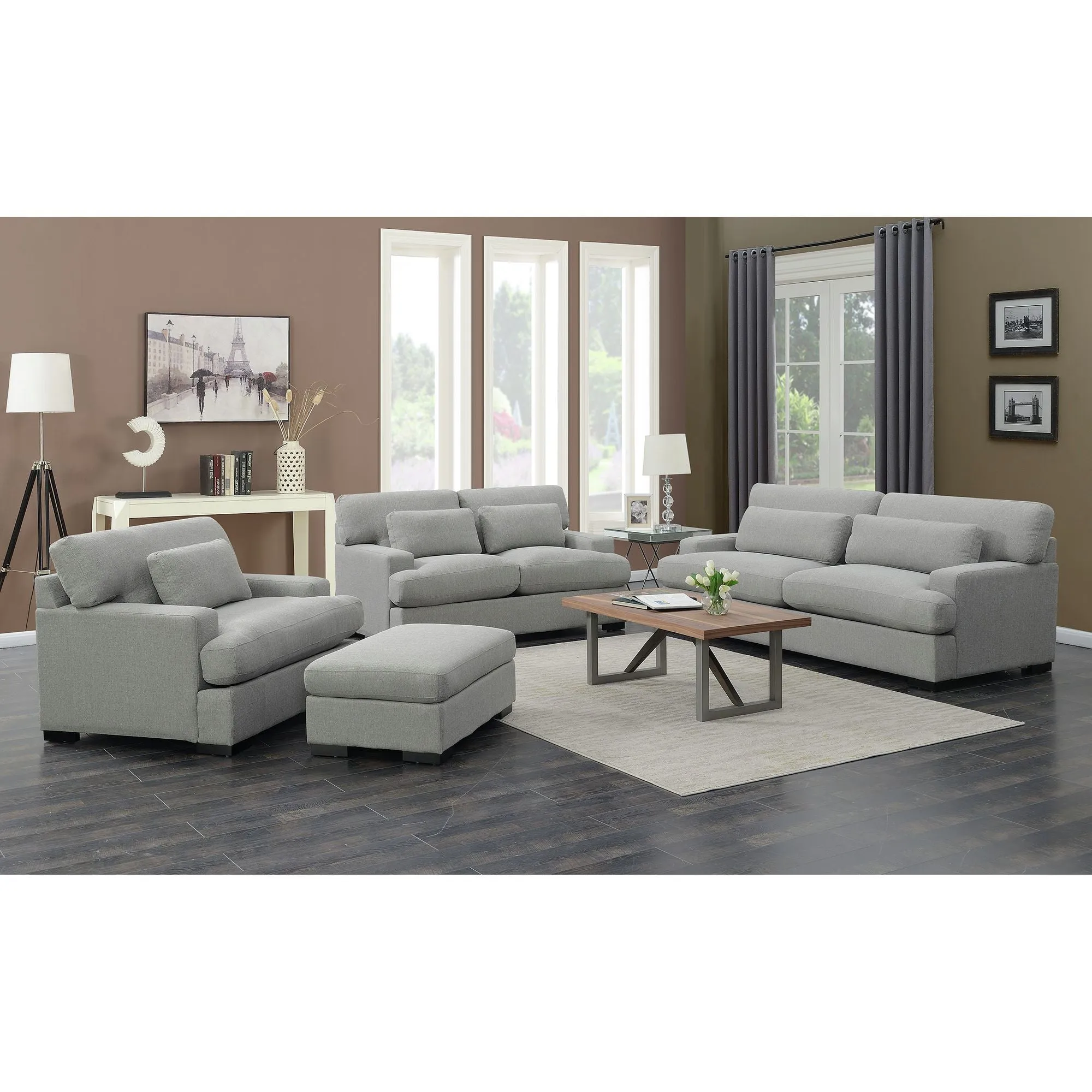 Rodeo Loveseat With 2 Bolster Pillows In Grey