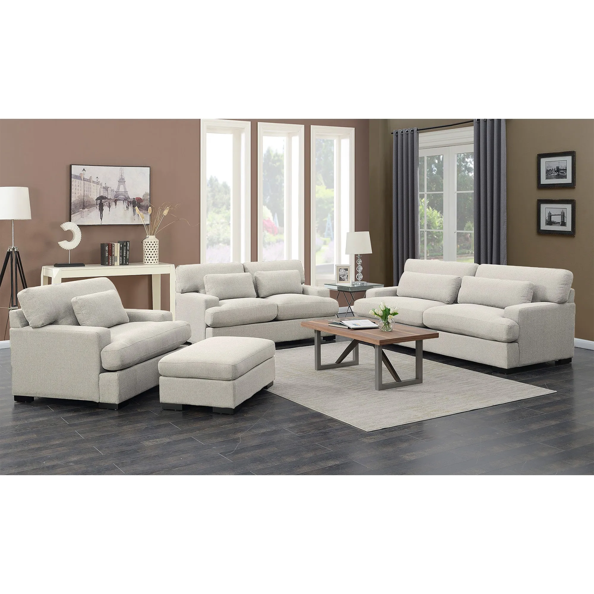 Rodeo Loveseat With 2 Bolster Pillows In Grey