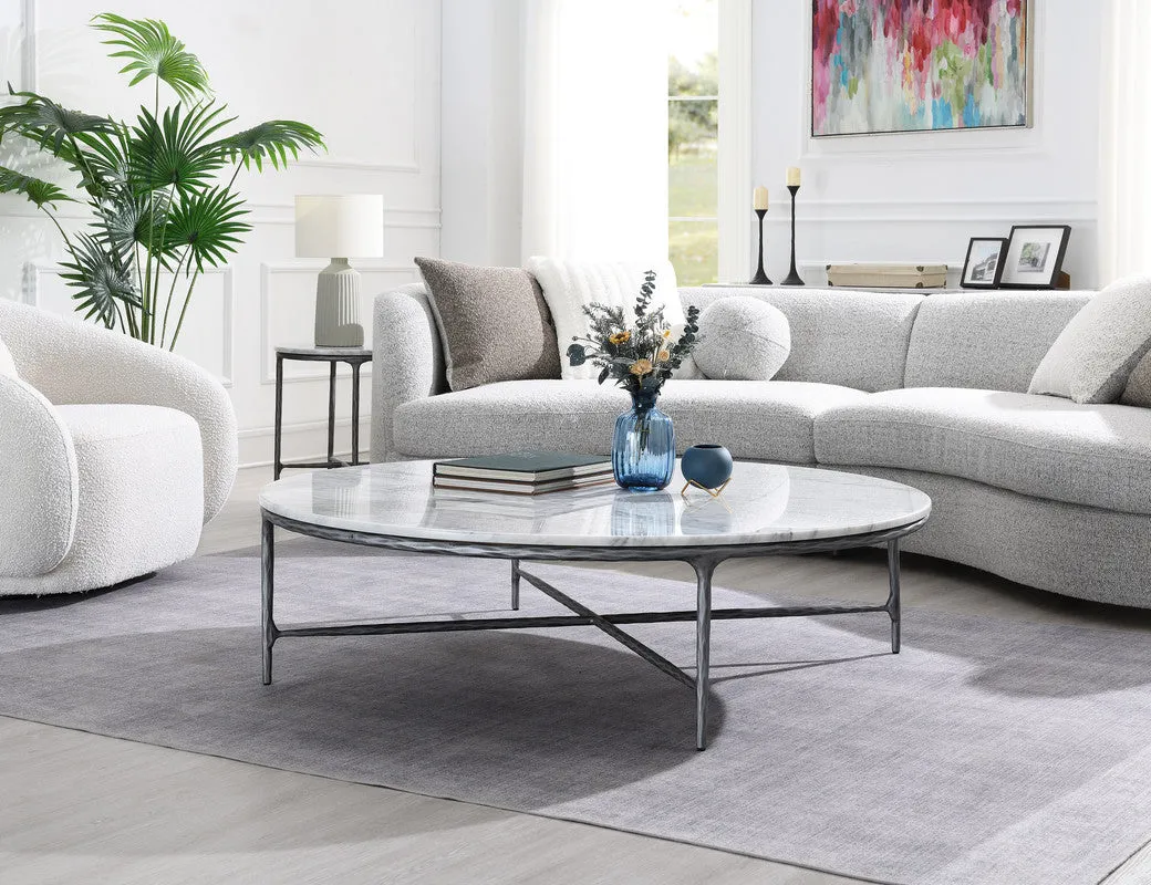 Round Coffee Table with Marble Top
