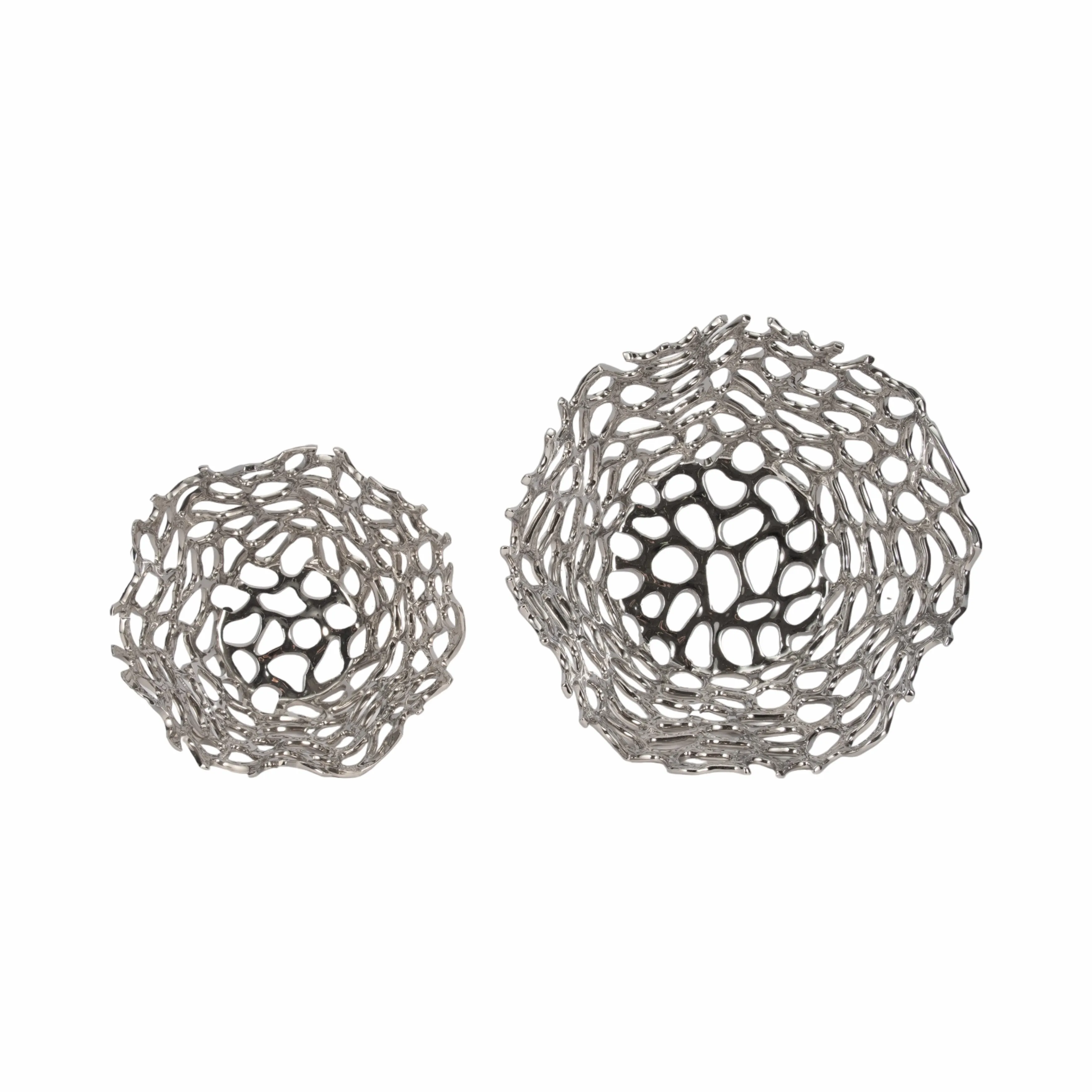 S/2 10/13" Steffi Silver Ceramic Bowls