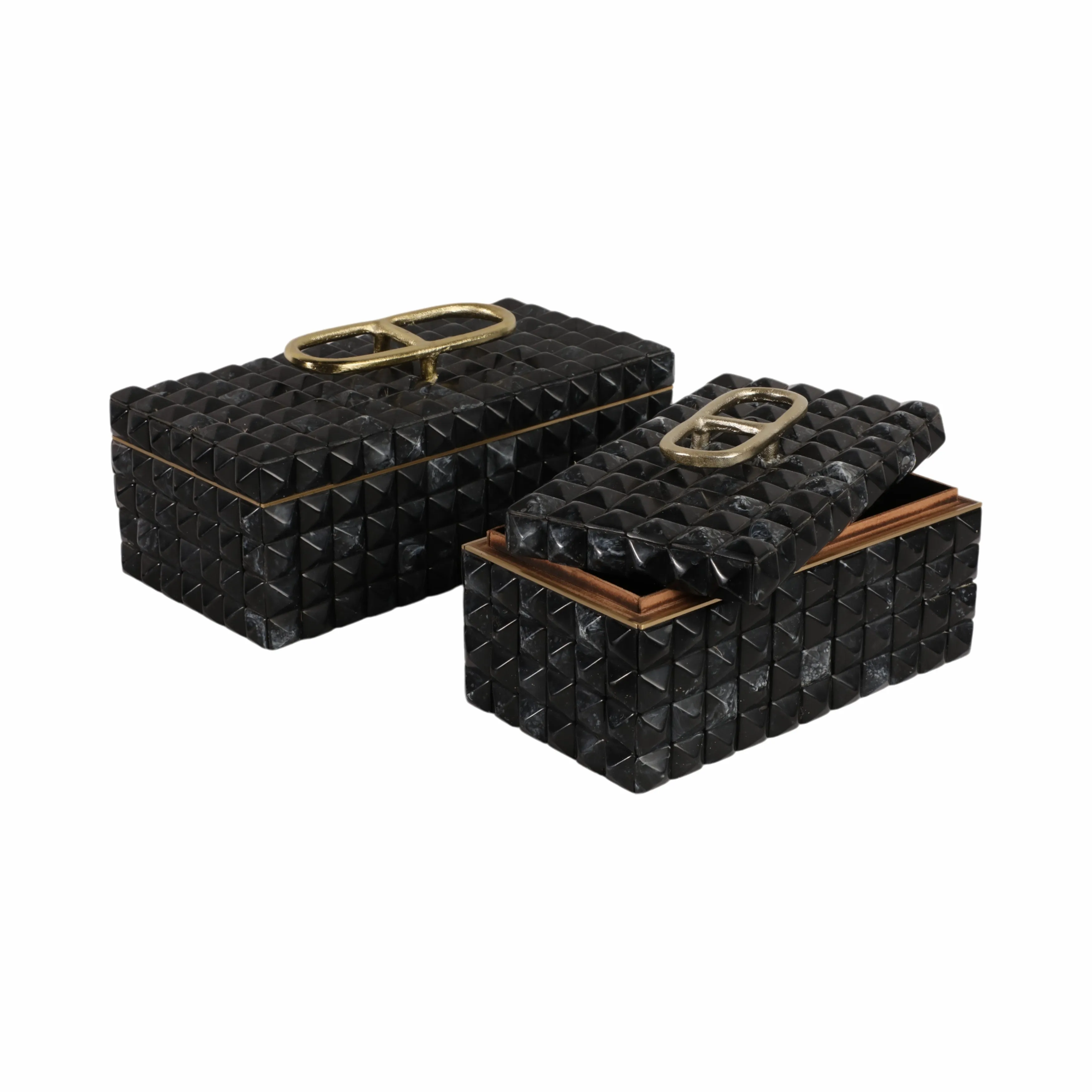S/2 11/14" Bente Grey Resin Boxes
