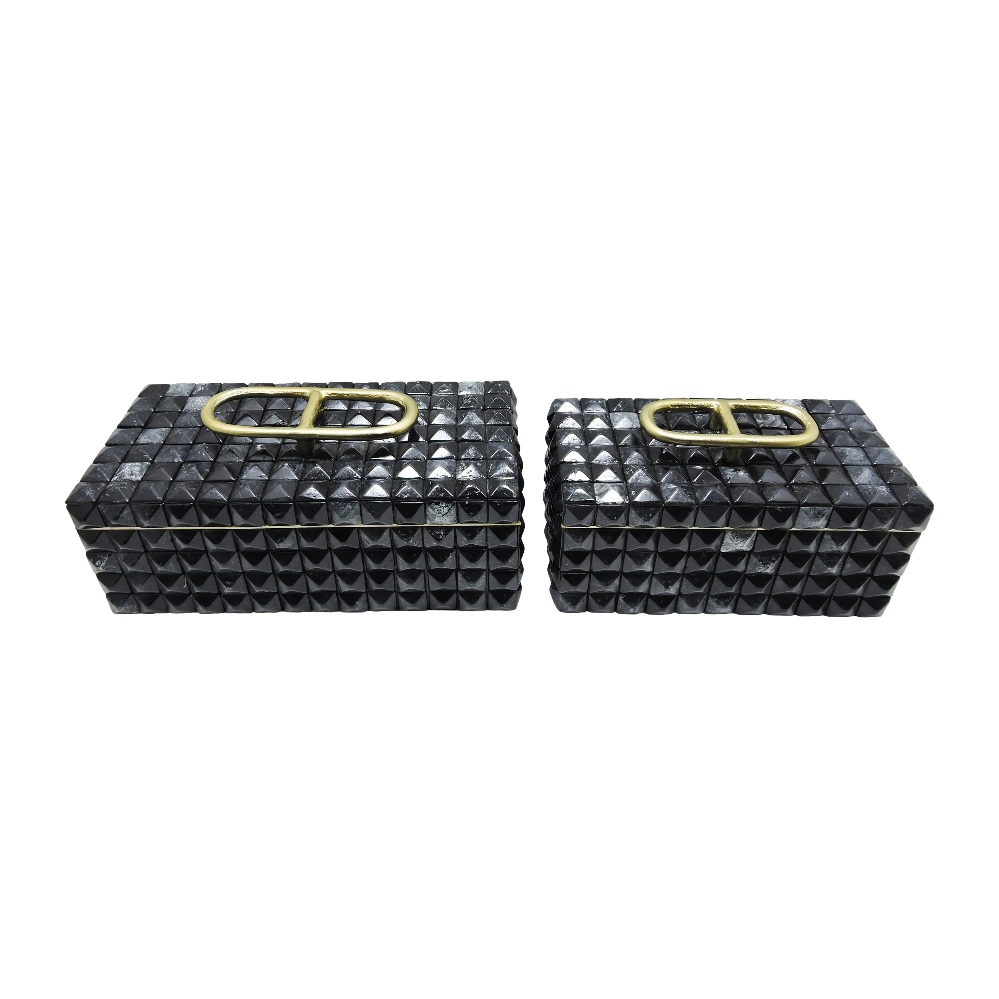 S/2 11/14" Bente Grey Resin Boxes