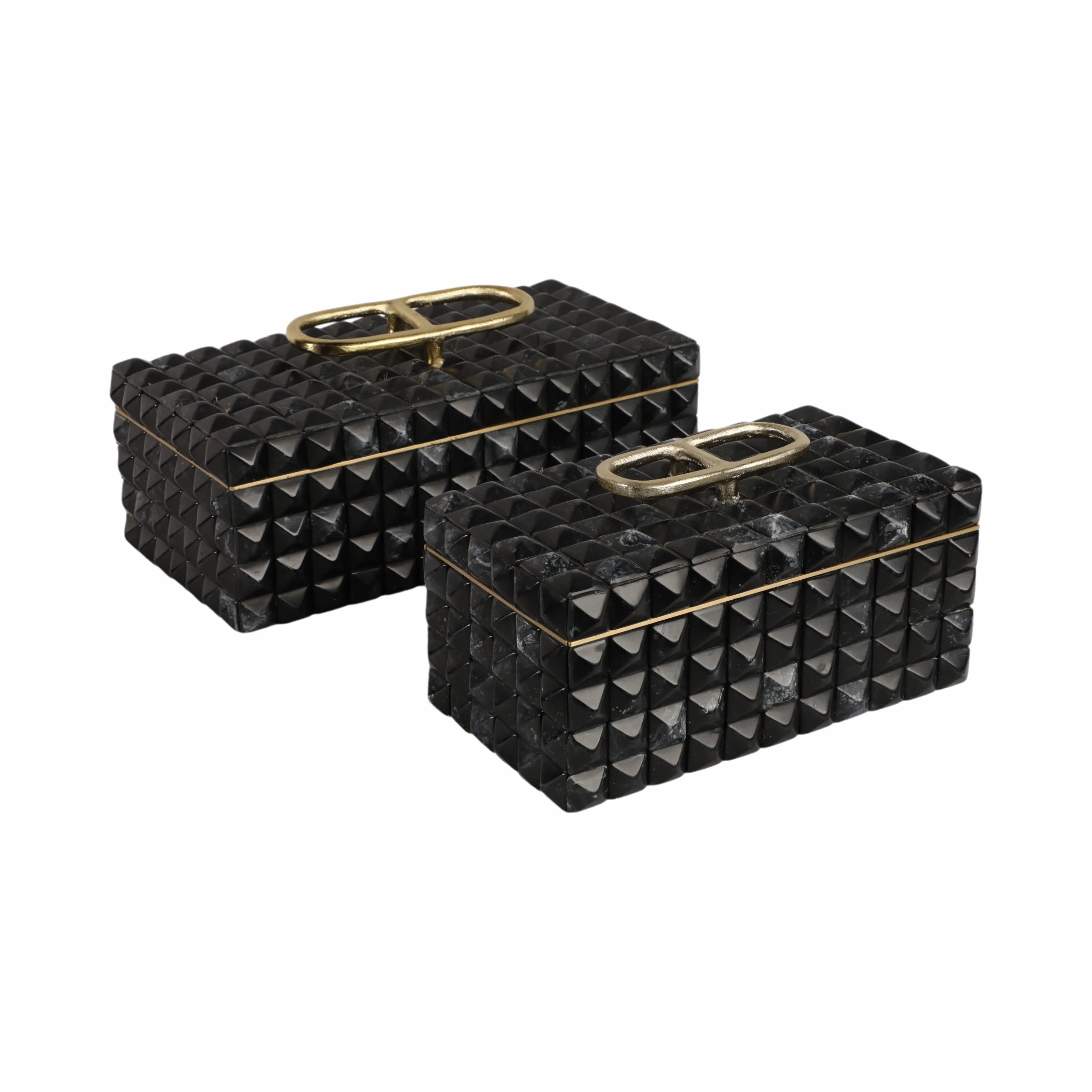 S/2 11/14" Bente Grey Resin Boxes