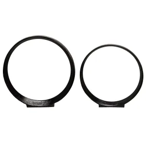 S/2 12/14" ALUMINUM RING, BLACK