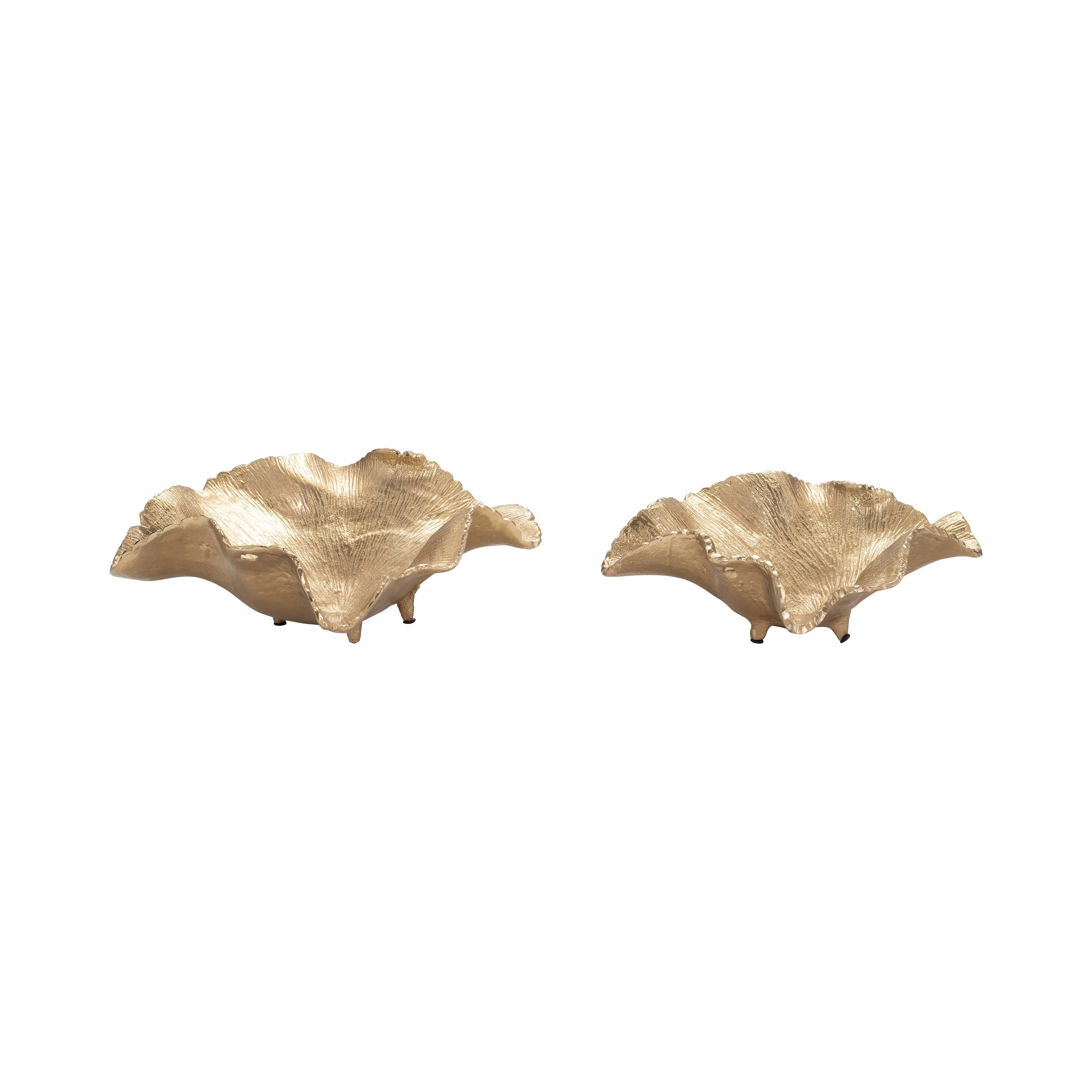 S/2 12/14" Delia Gold Leaf Trays