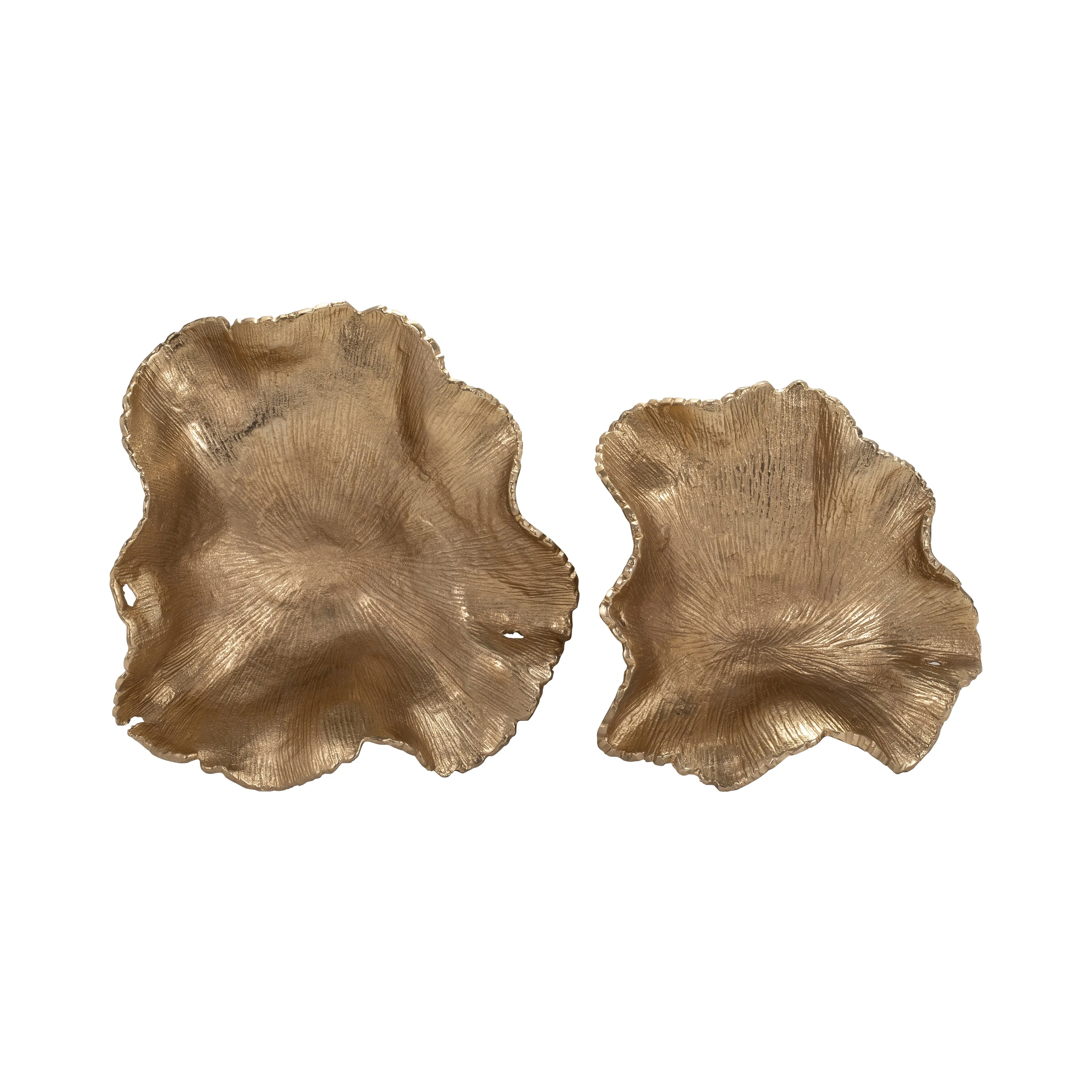 S/2 12/14" Delia Gold Leaf Trays