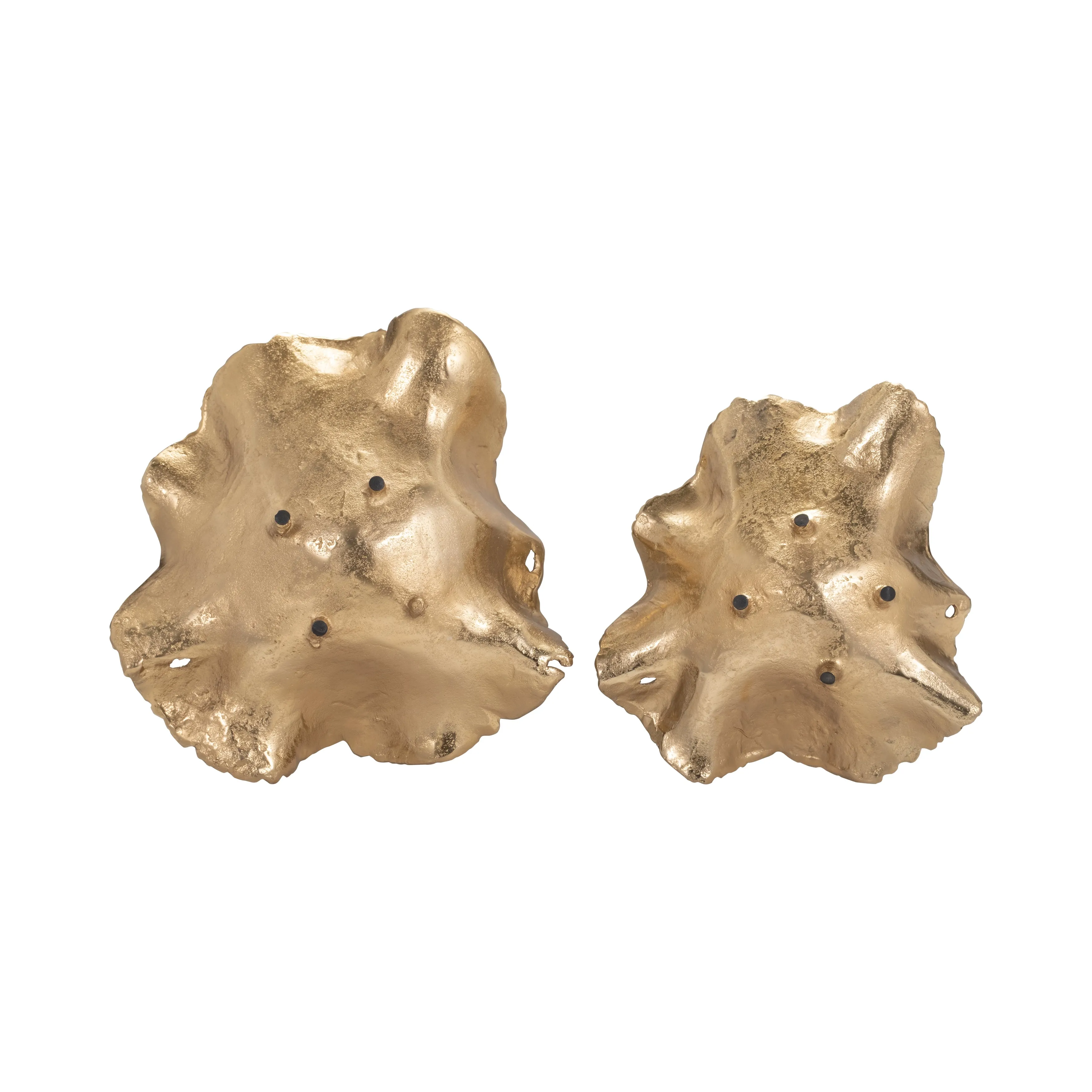 S/2 12/14" Delia Gold Leaf Trays