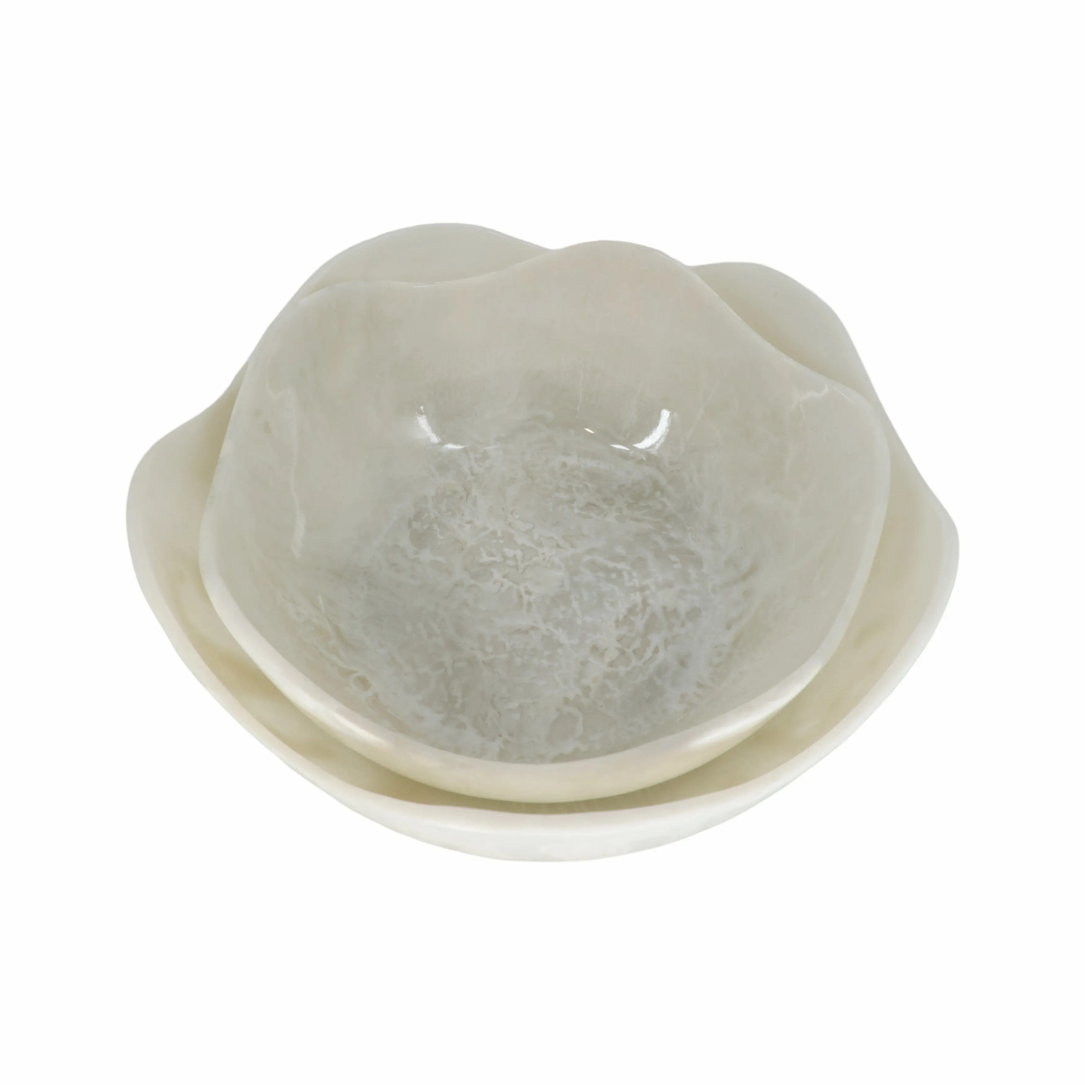 S/2 12/14" WAVY EDGED RESIN BOWLS, WHITE
