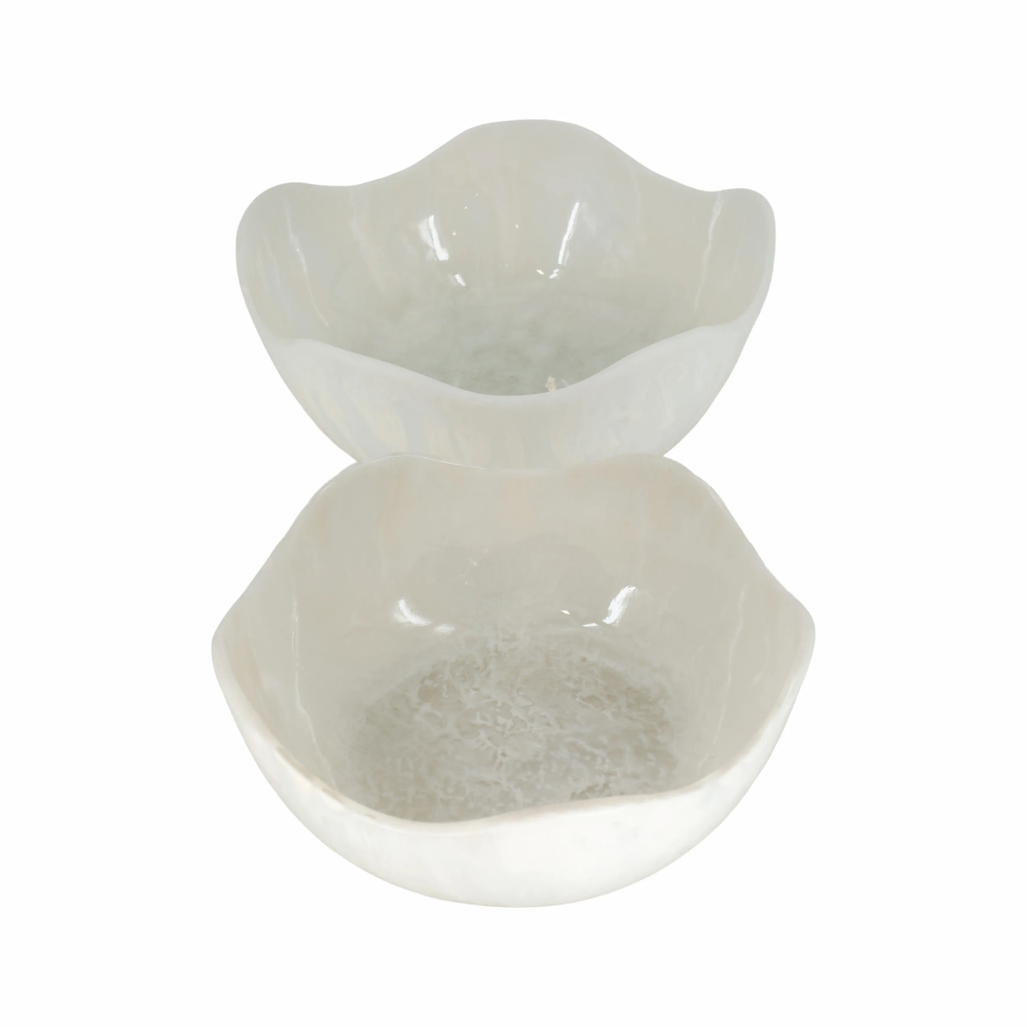 S/2 12/14" WAVY EDGED RESIN BOWLS, WHITE