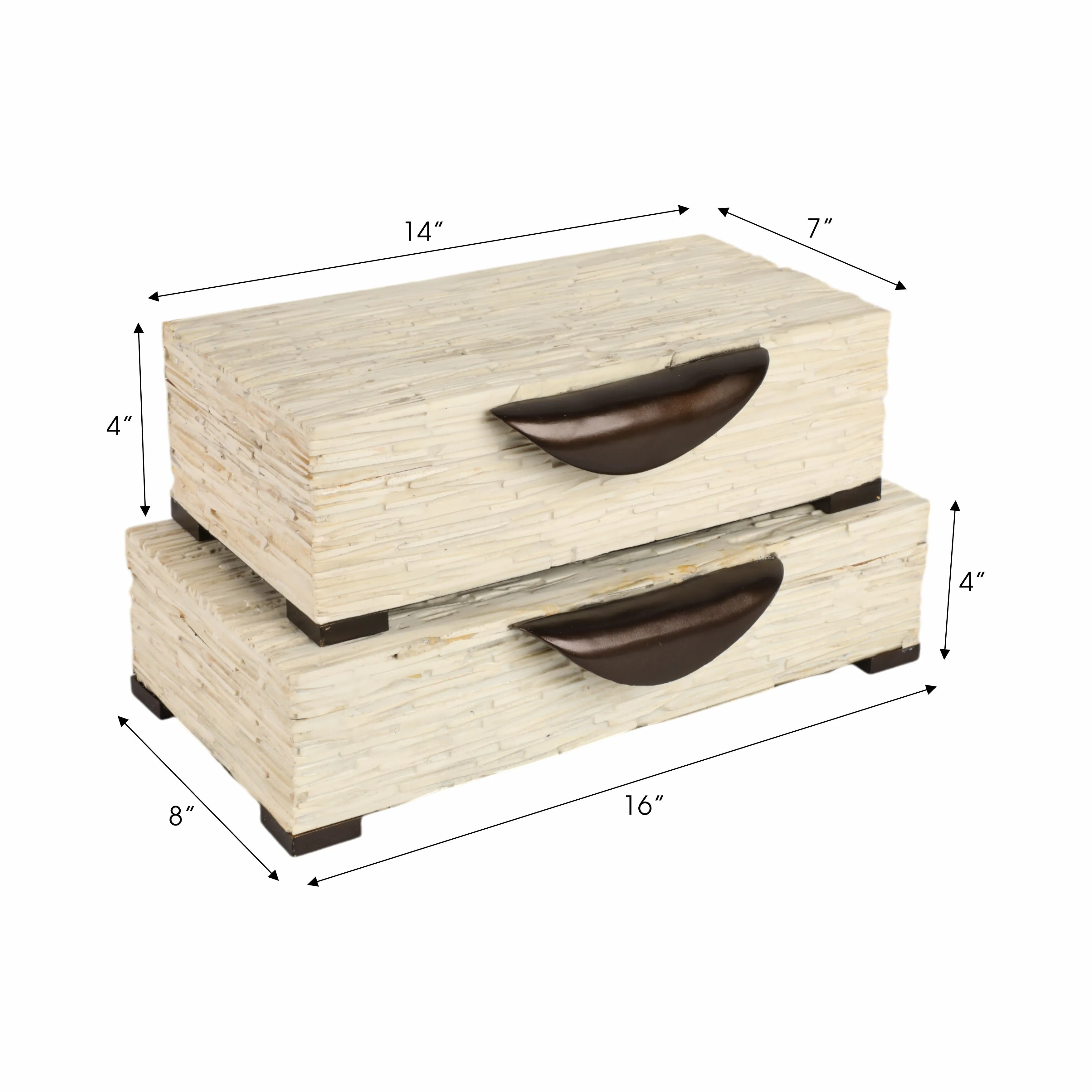 S/2 14/16" Hadwin Resin Cream Boxes