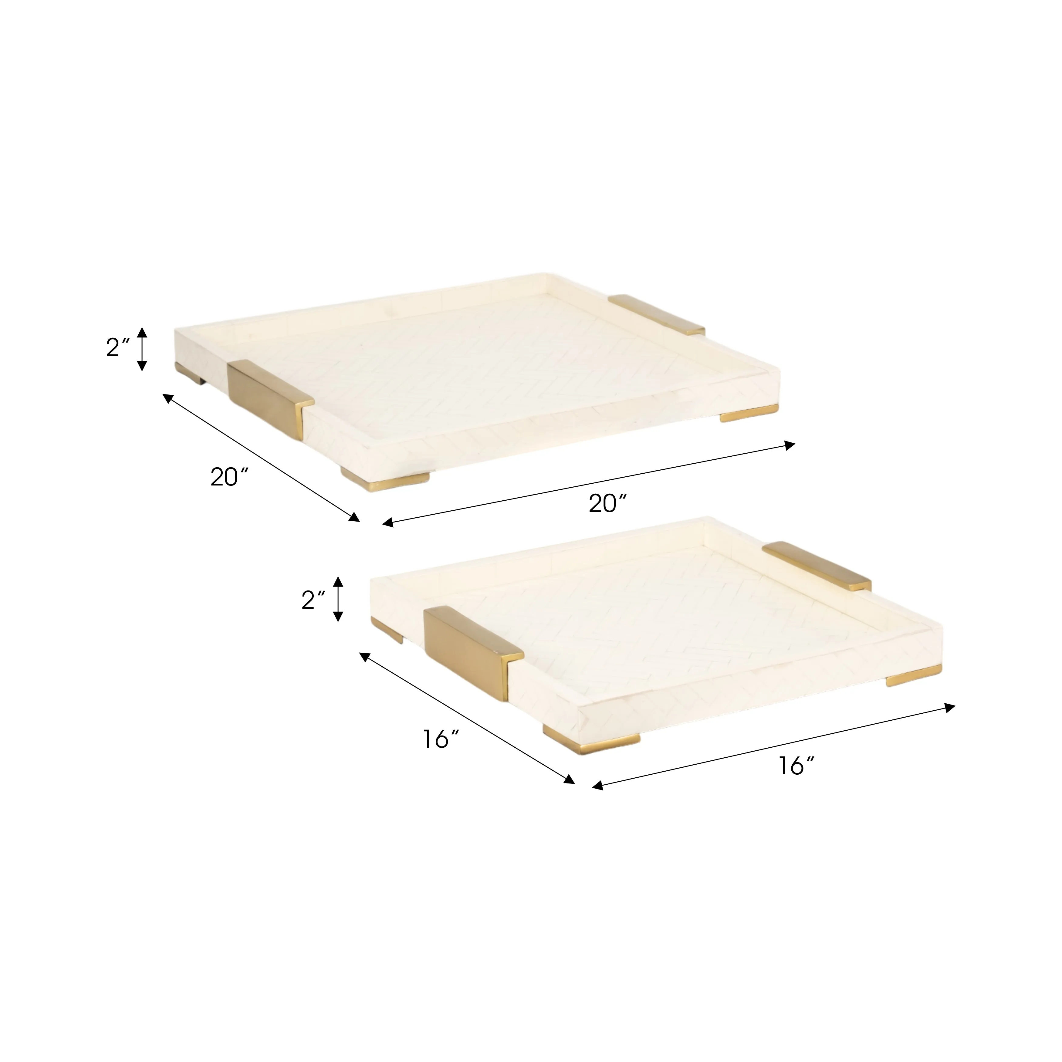 S/2 16/20" Carley Resin Trays, Natural