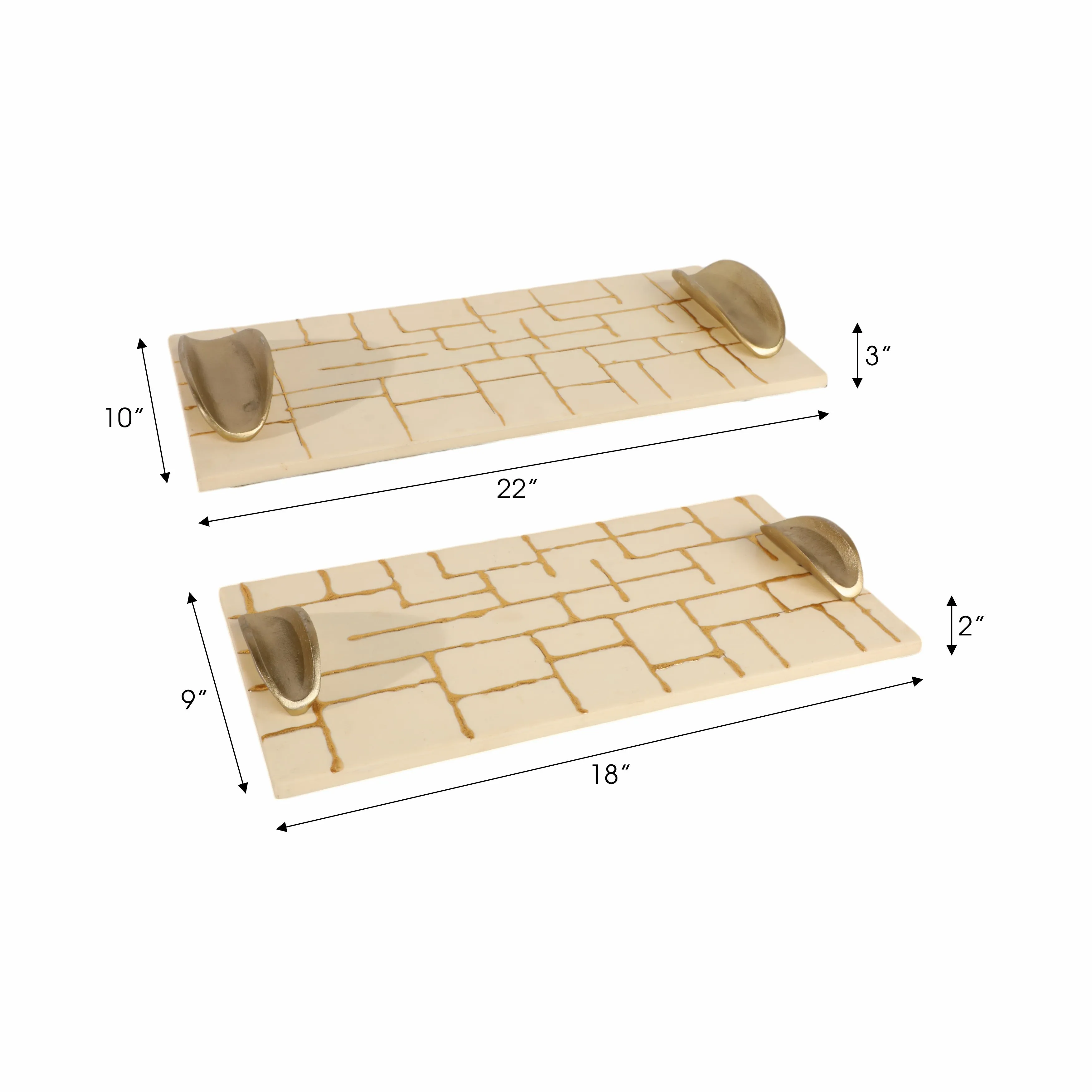 S/2 18/22" Gomez Gold Resin Trays