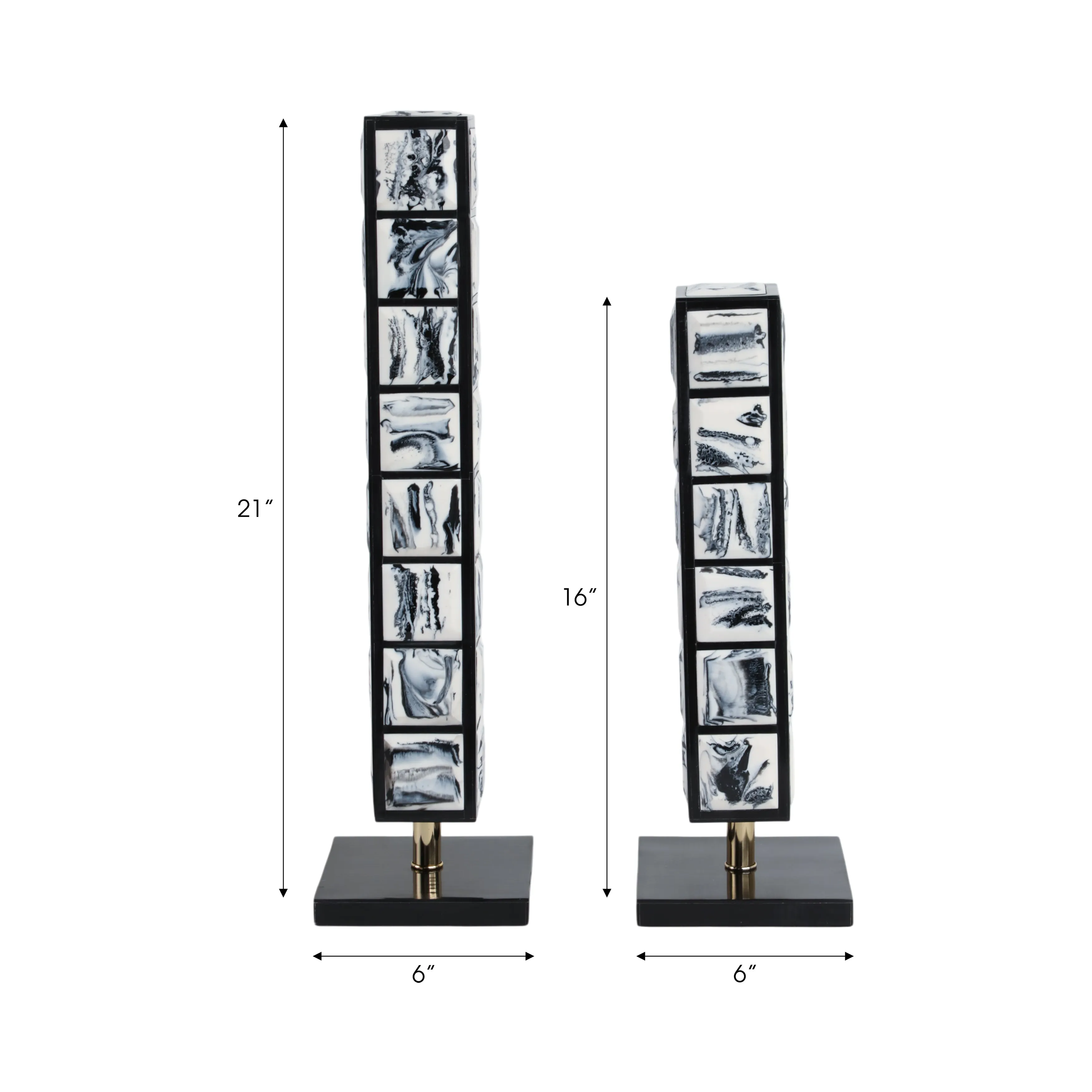 S/2 21/16" Newry Black And White Towers