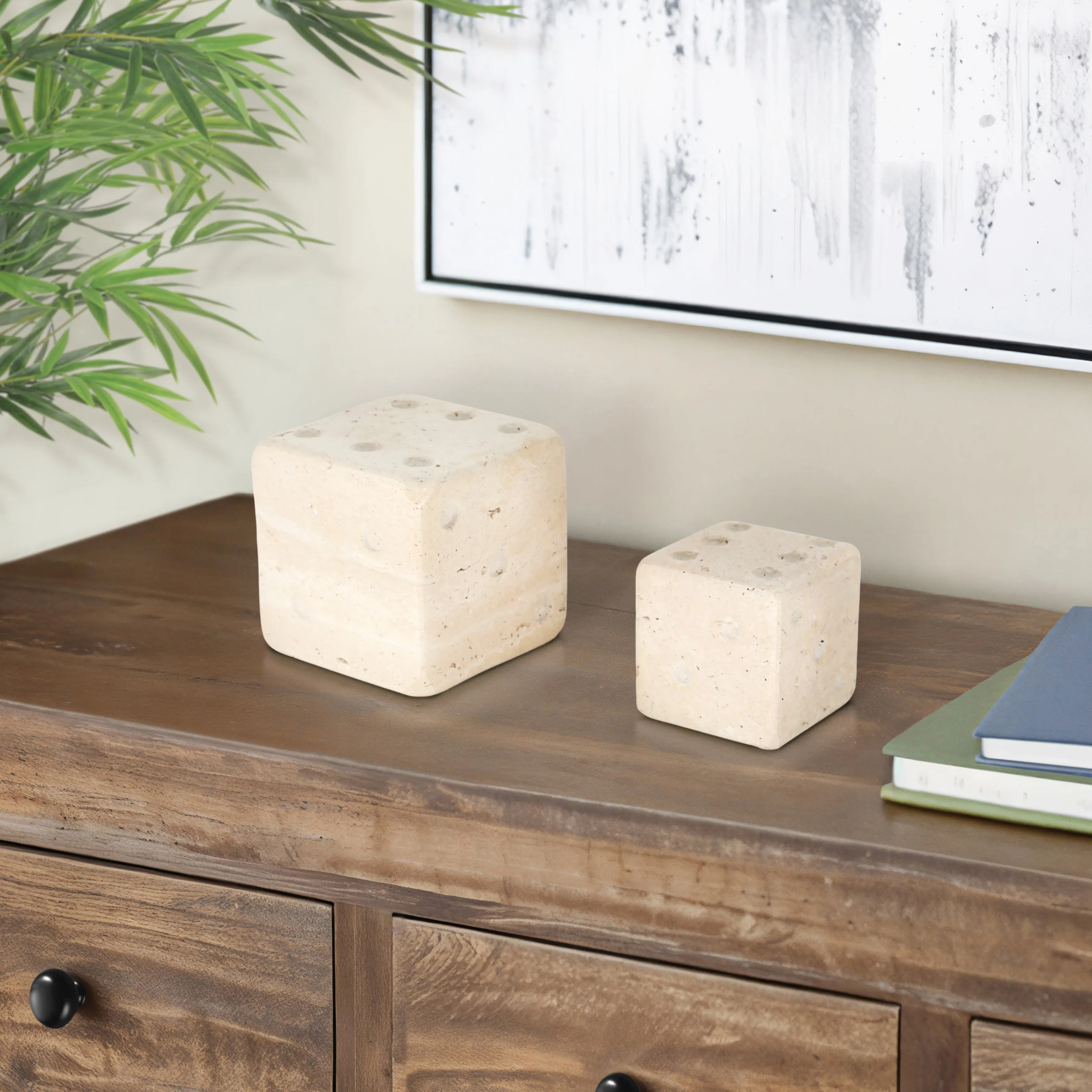 S/2 3/4" Mistry Travertine Dice