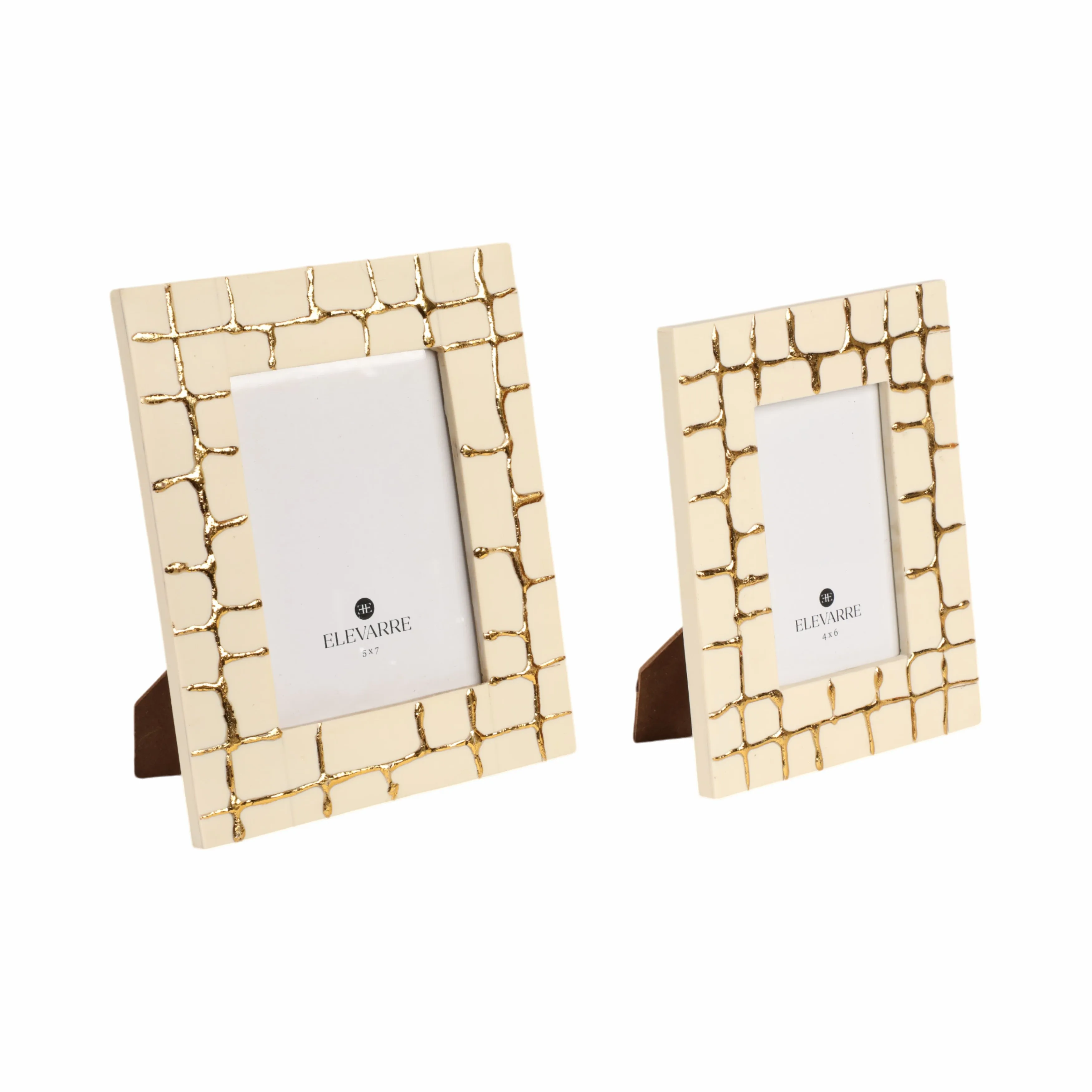 S/2 4/5" Gomez Gold Resin Photo Frames