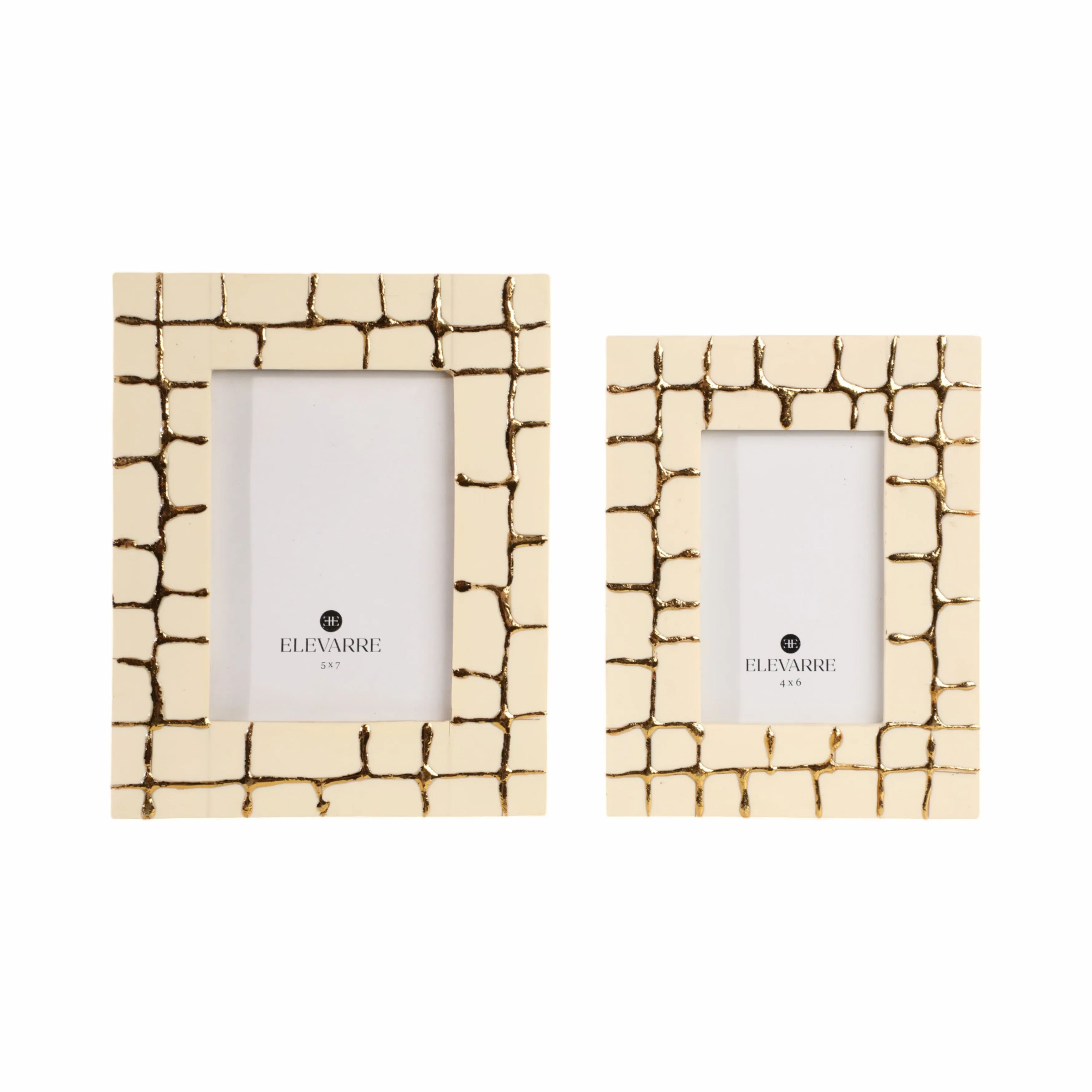 S/2 4/5" Gomez Gold Resin Photo Frames