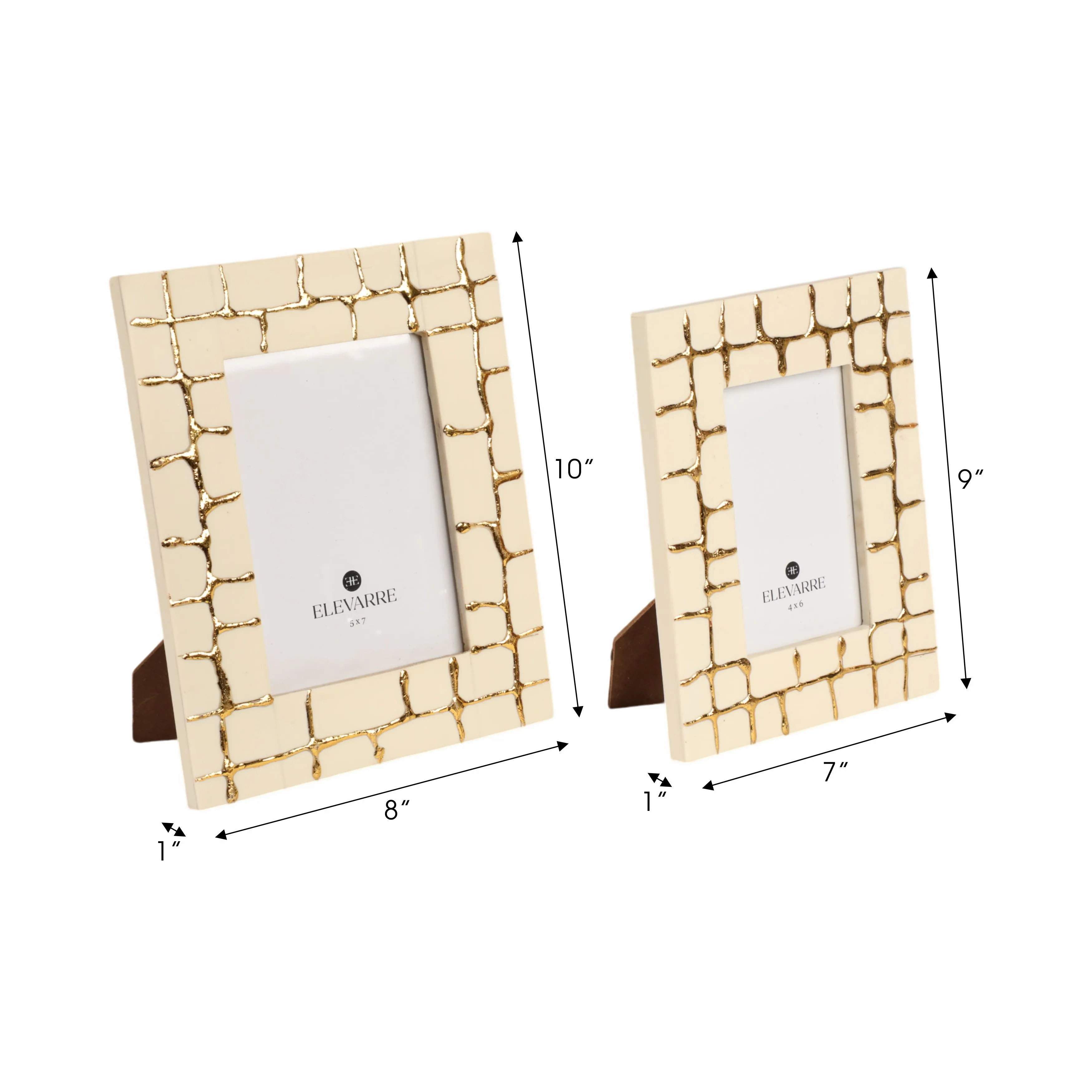 S/2 4/5" Gomez Gold Resin Photo Frames