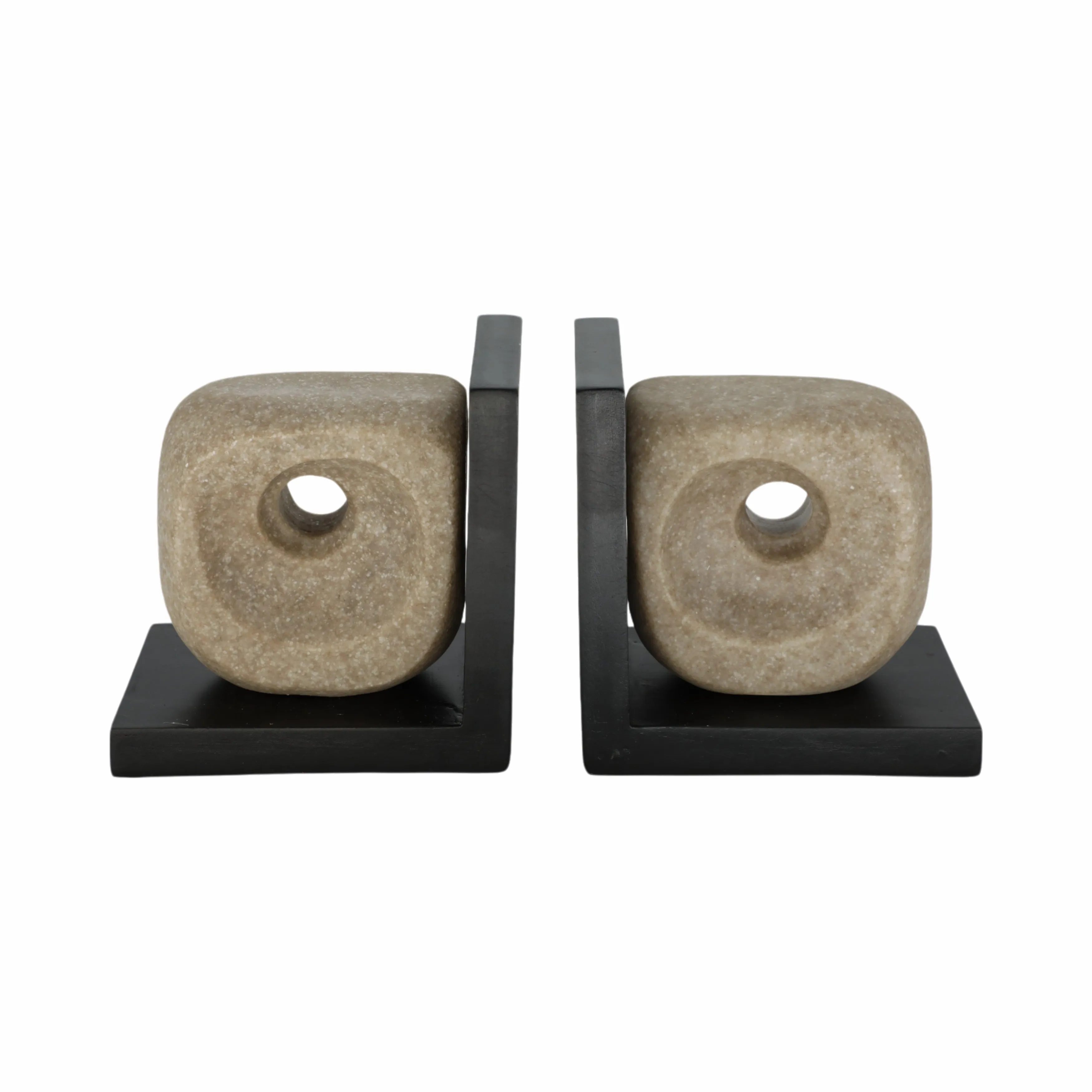 S/2 6" Flowood Brown Quartz Resin Bookends