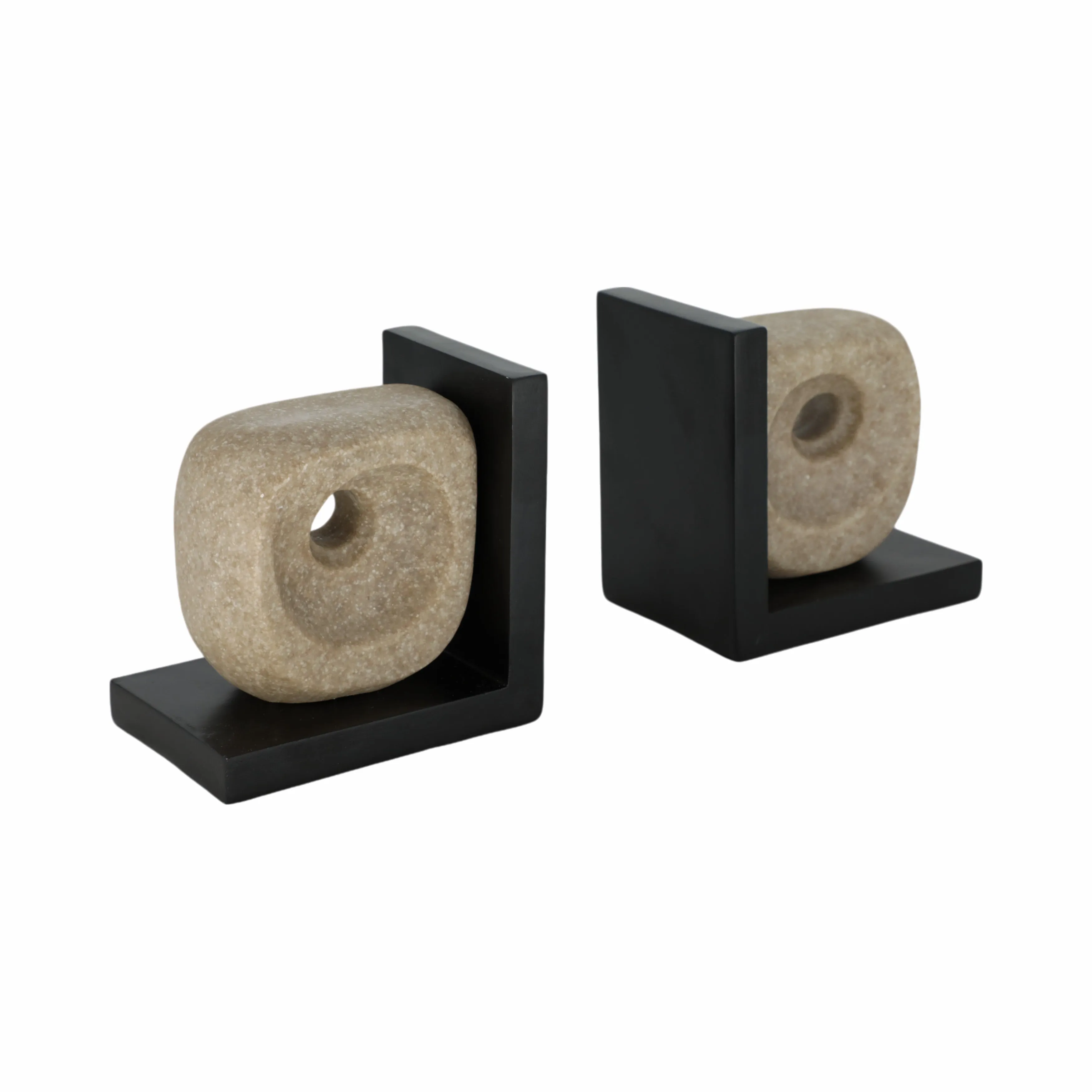 S/2 6" Flowood Brown Quartz Resin Bookends