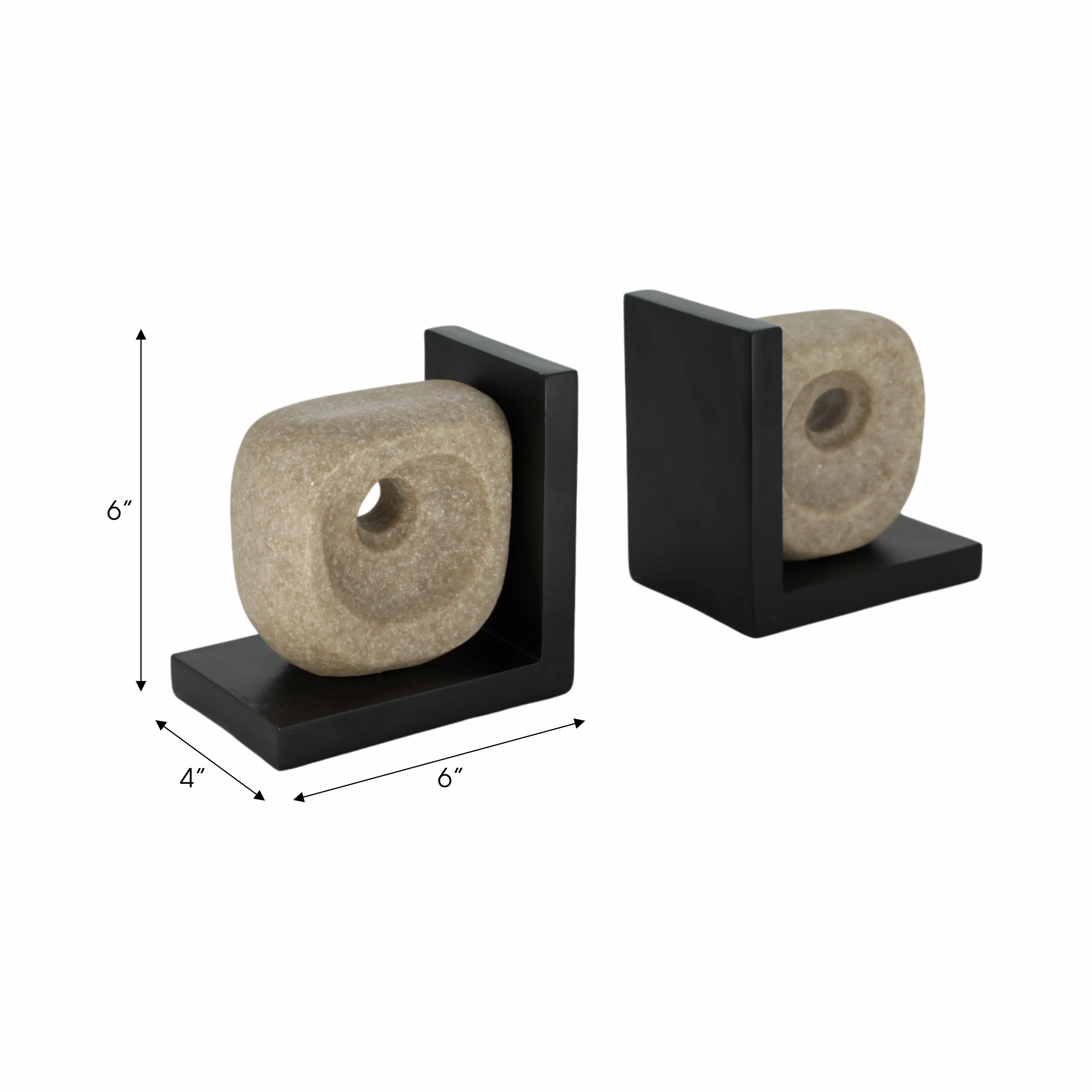 S/2 6" Flowood Brown Quartz Resin Bookends