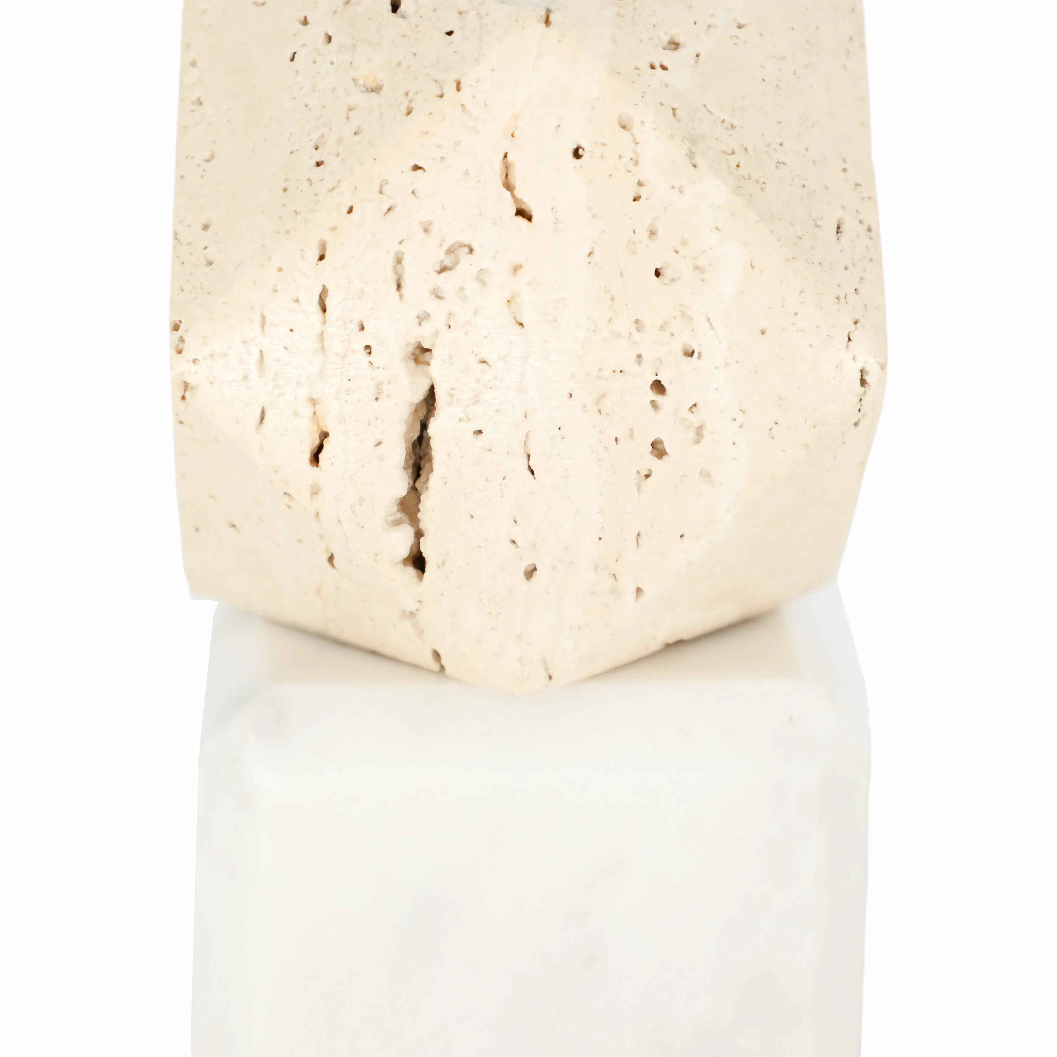 S/2 6" Marble Bookends W/ Travertine Hex Orb, Tan/