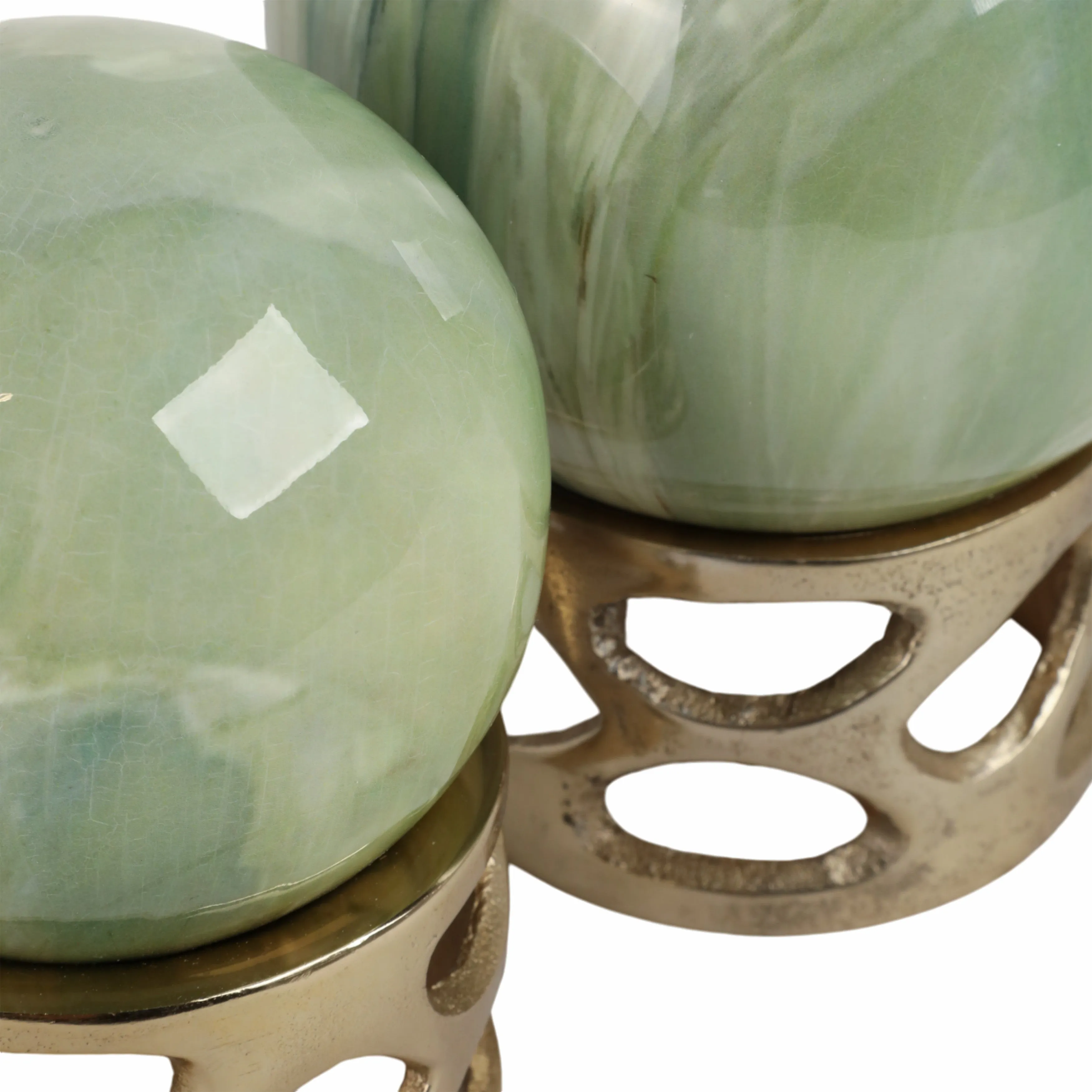 S/2 7/8" Anoka Green Marbled Sphere Statuary