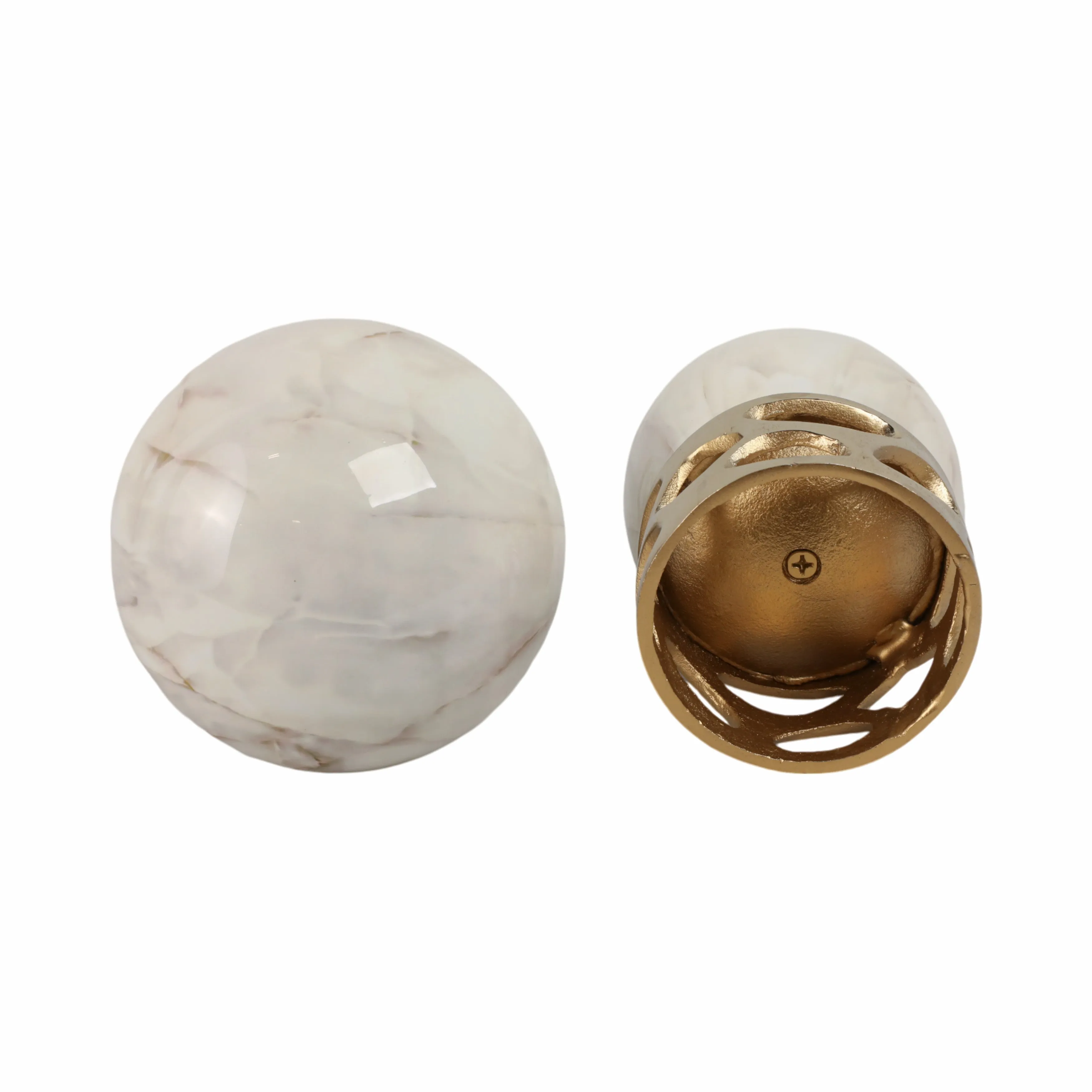 S/2 7/8" ANOKA WHITE MARBLE SPHERE STATUARY