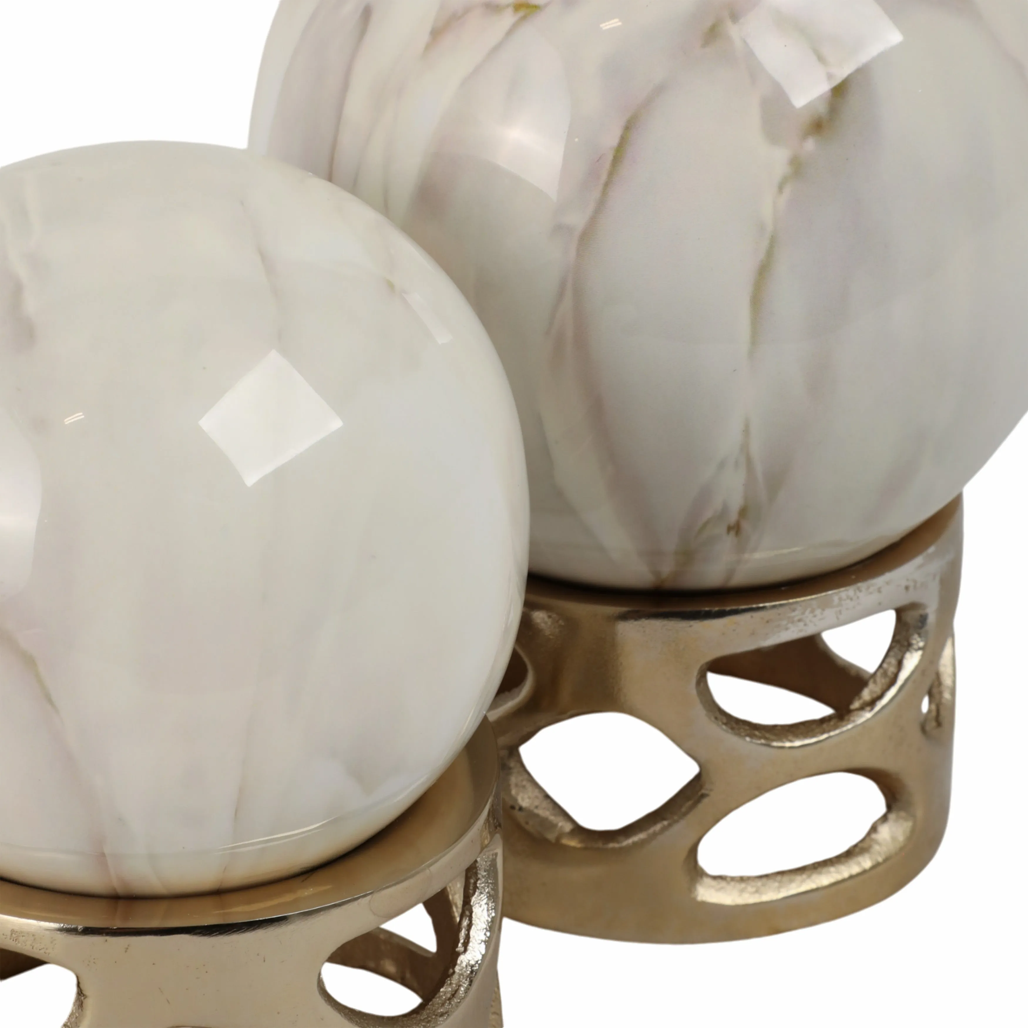 S/2 7/8" ANOKA WHITE MARBLE SPHERE STATUARY