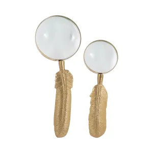 S/2 8/10" Buford Feather Magnifyers, Gold