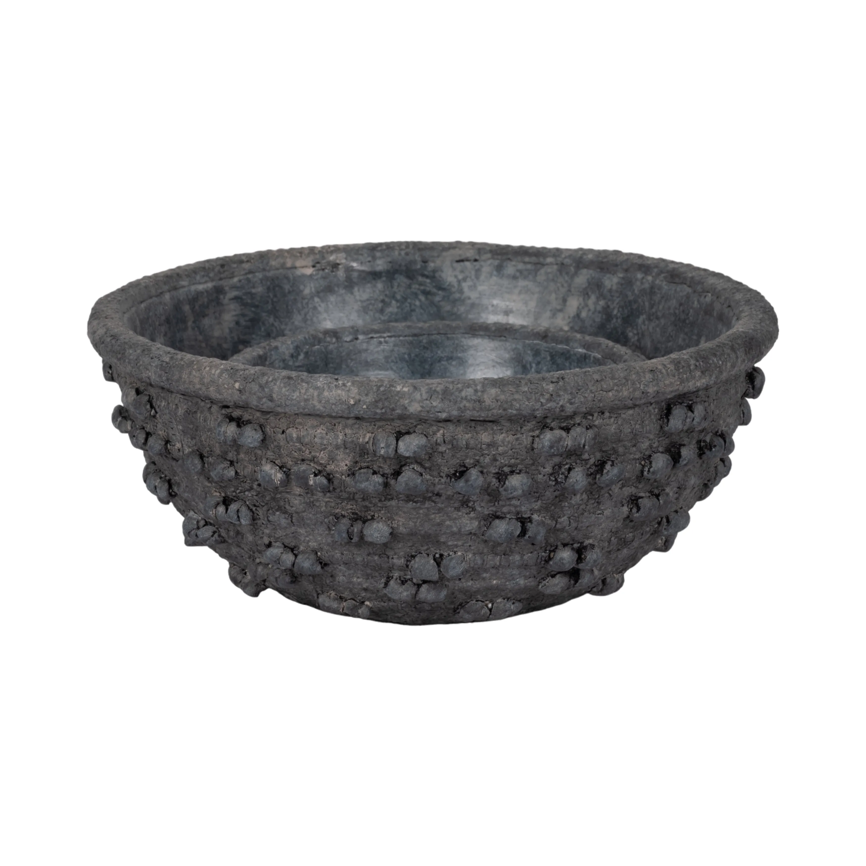 S/2 8/12" Textured Knobby Knot Bowls, Black